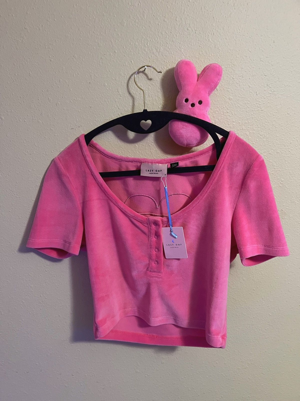 Lazy Oaf Lazy Oaf Waste of Time 💘 velour lounge heart button velvet Size ONE SIZE - 13 Thumbnail