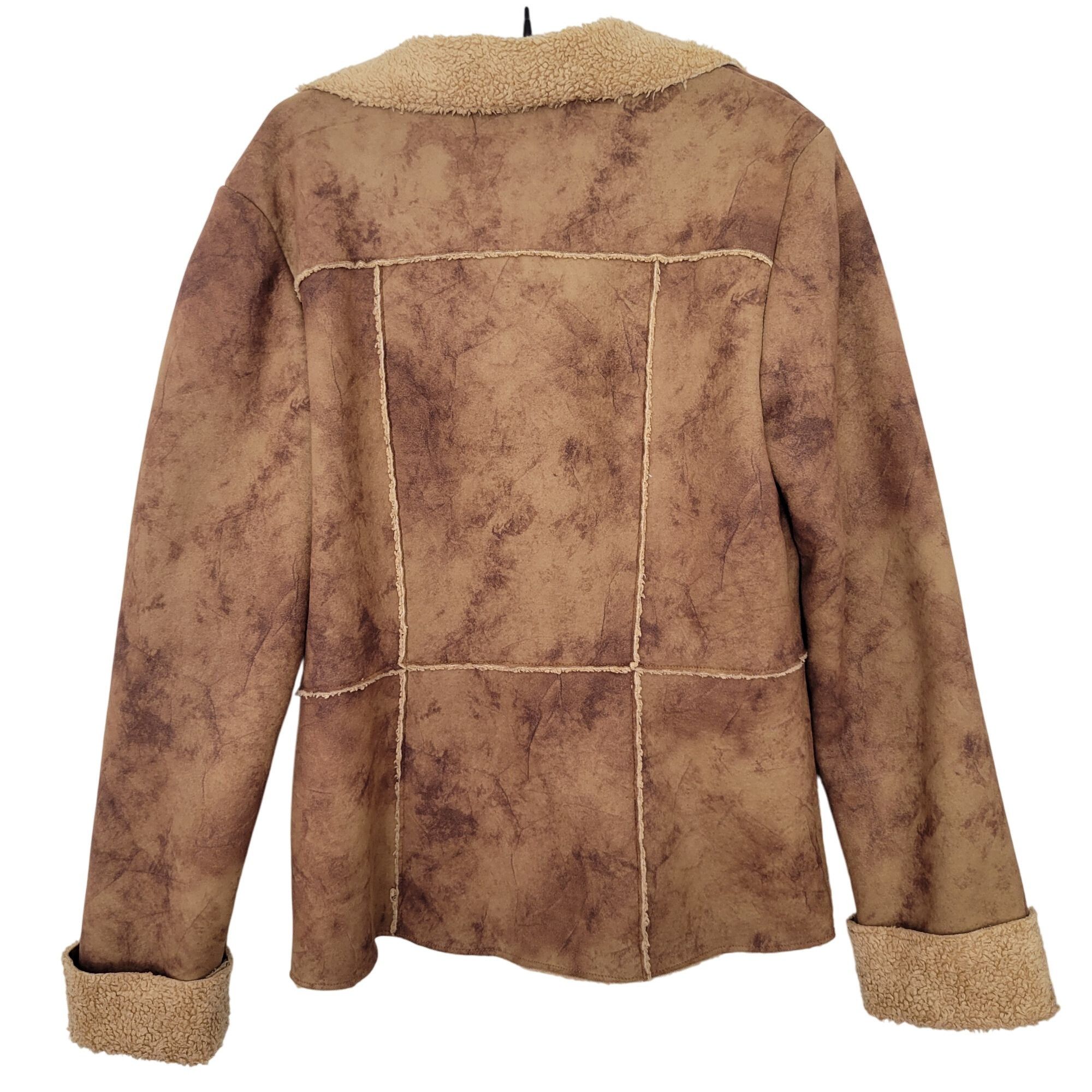 Vintage Karen Kane M Brown Faux Suede Sherpa Jacket Outerwear Ranche Size M / US 6-8 / IT 42-44 - 4 Thumbnail
