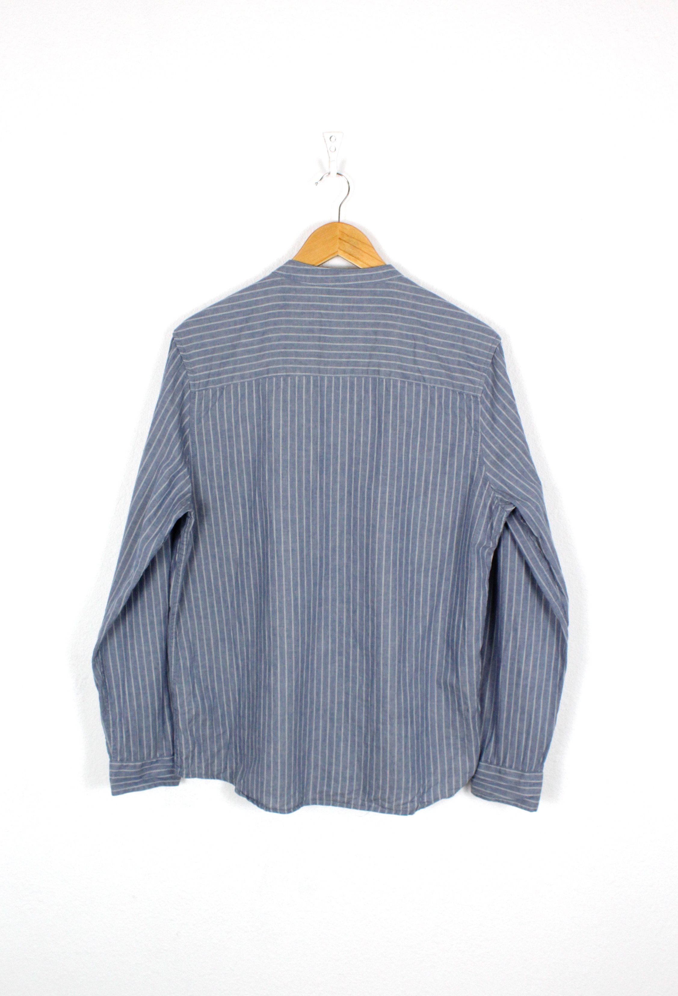 Folk Folk Striped Linen Band Collar Shirt Heritage Size US M / EU 48-50 / 2 - 4 Thumbnail