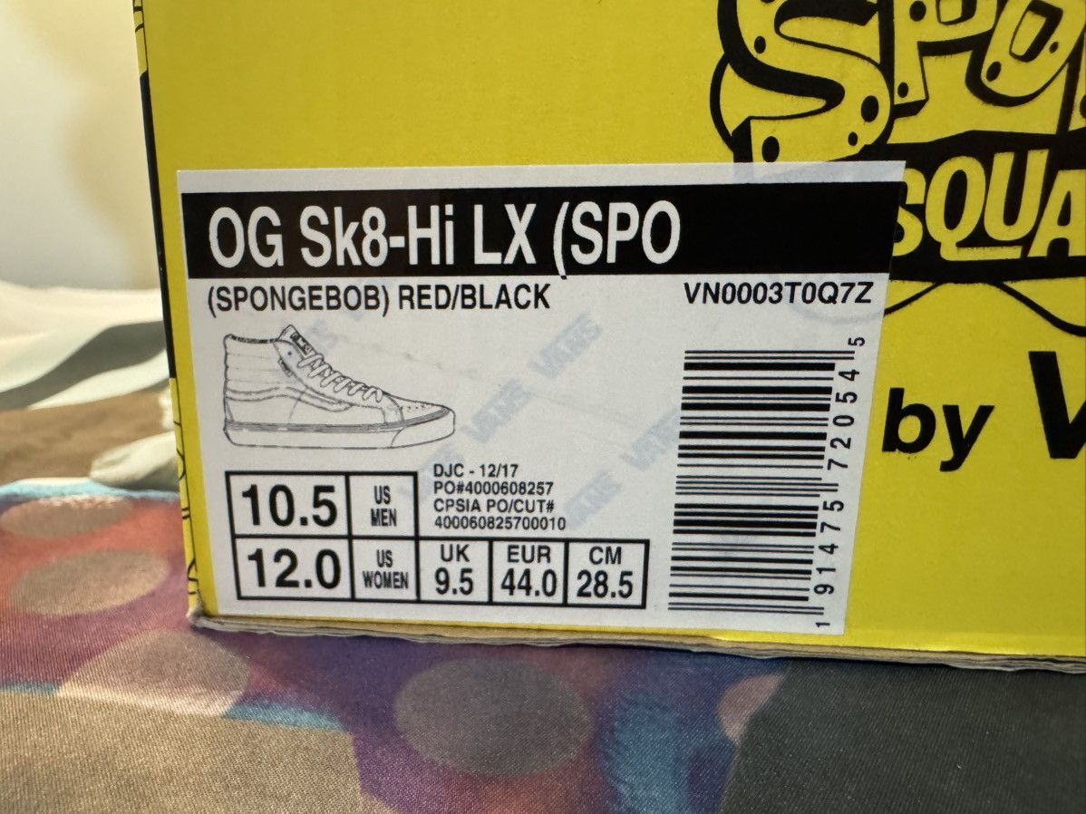 Vans Spongebob OG SK8-Hi LX Size US 10.5 / EU 43-44 - 10 Thumbnail