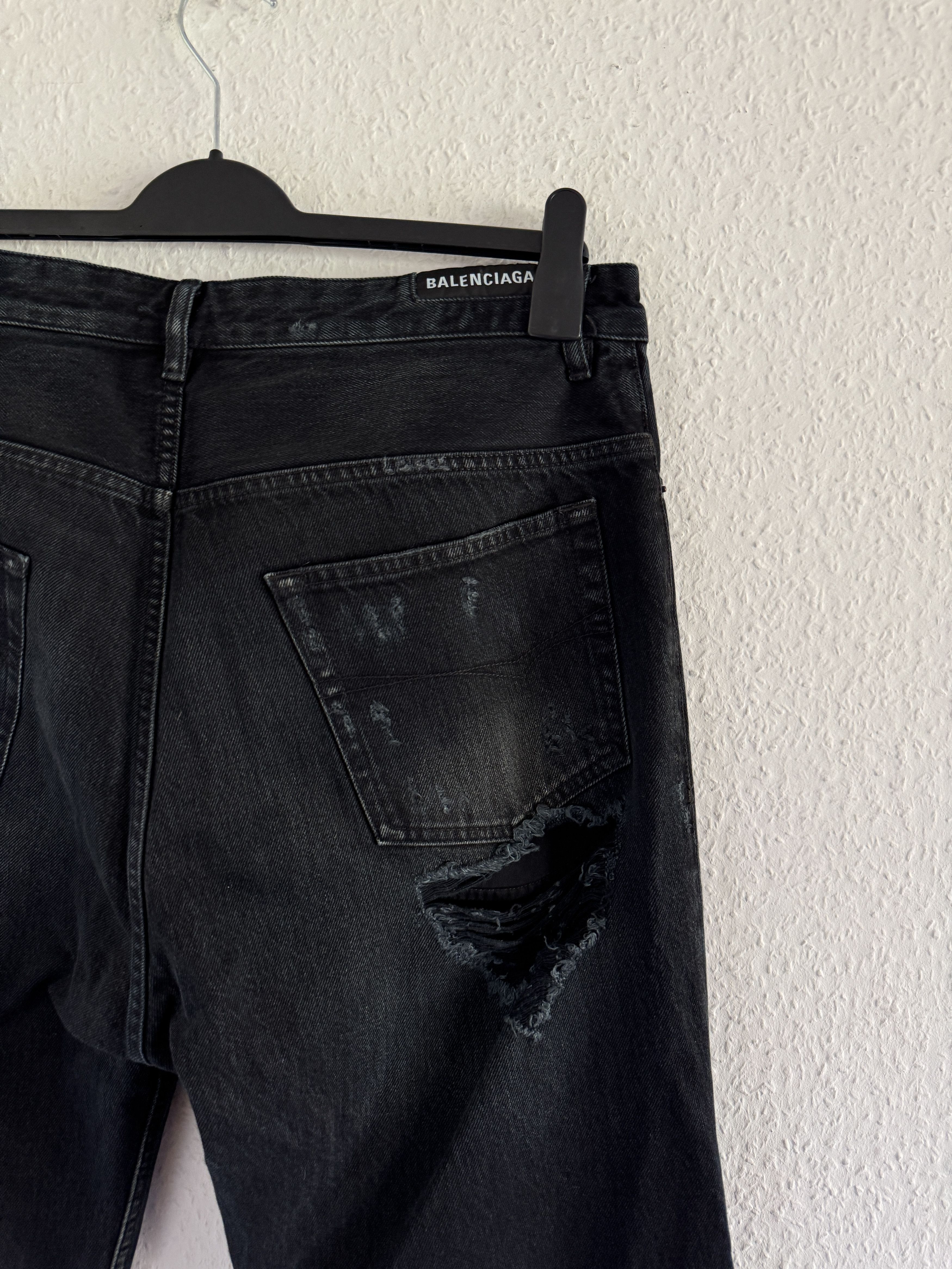 Balenciaga Destroyed Black Denim Jeans Size US 34 / EU 50 - 14 Thumbnail