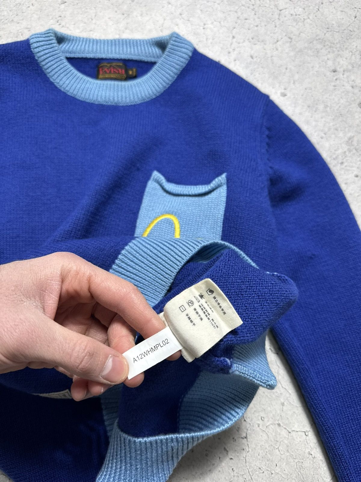 Evisu Evisu Knitted Sweater Logo Vintage Size M Wool Size US M / EU 48-50 / 2 - 8 Thumbnail