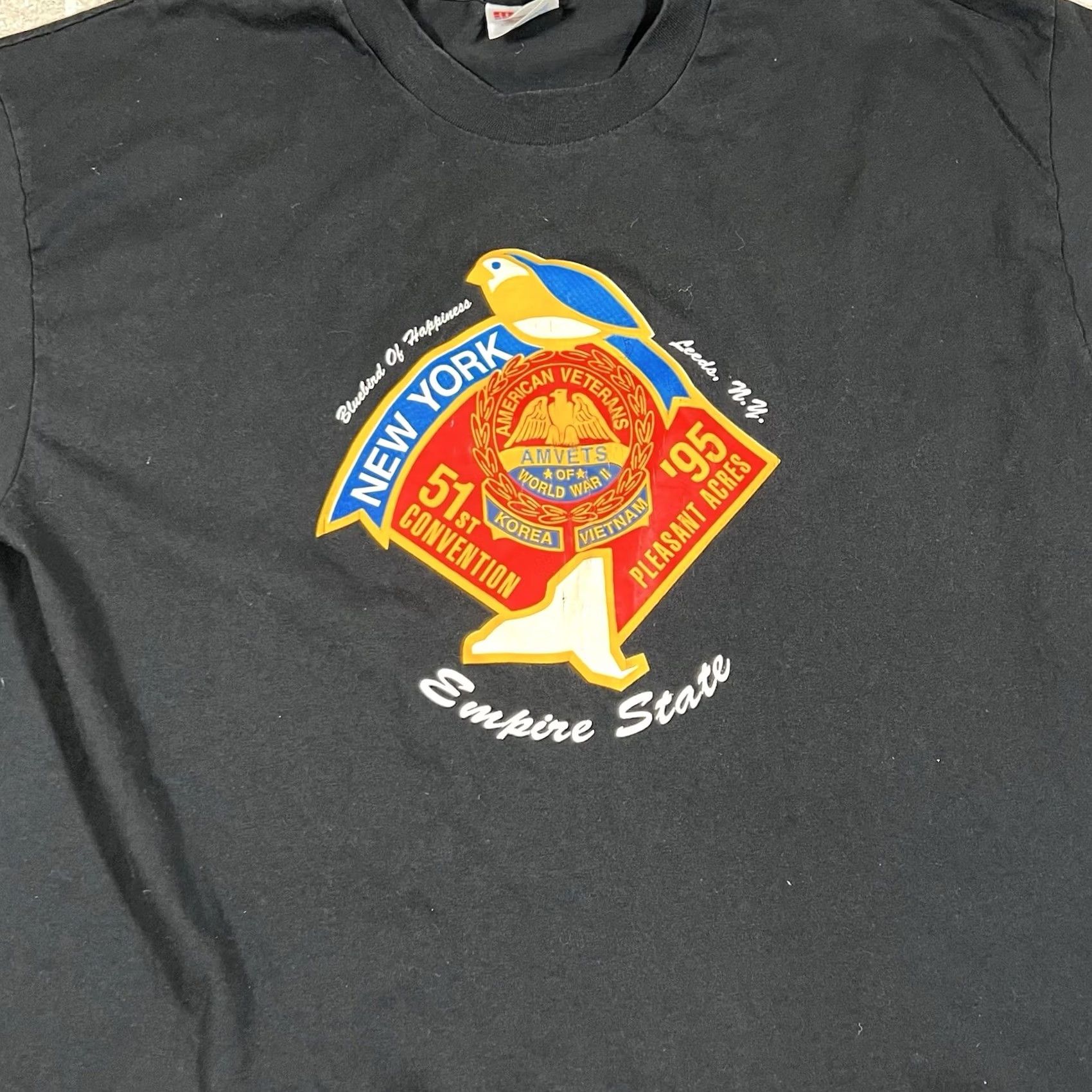 Hanes VINTAGE 90s American Veterans 51st Convention Hanes T-Shirt Army XL Black Mens Shirts Size US XL / EU 56 / 4 - 2 Thumbnail