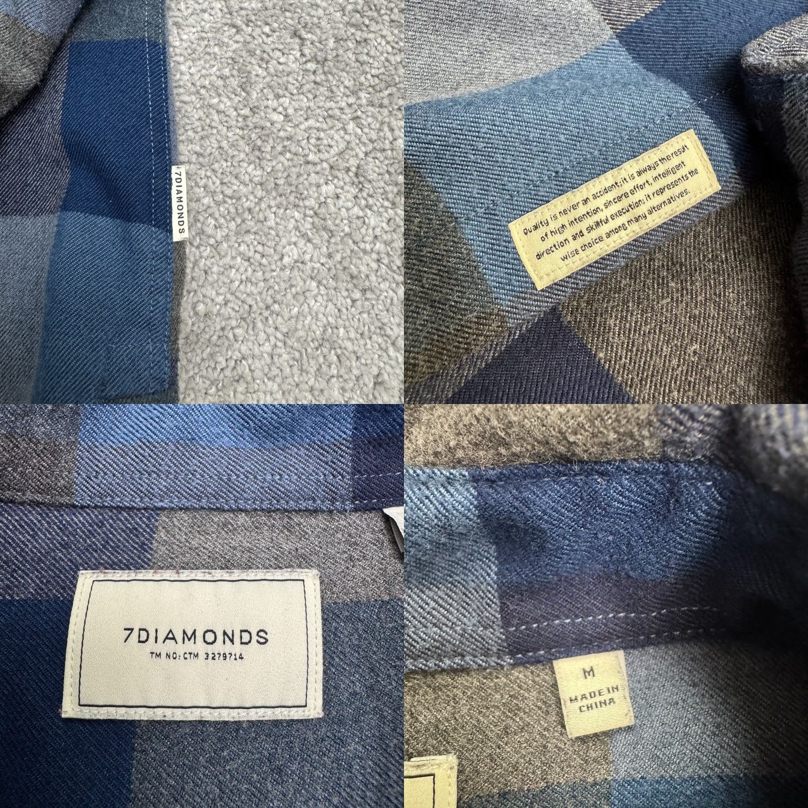 Vintage 7 Diamonds Shirt Mens Medium Blue Gray Buffalo Plaid Flannel Button Down Casual Workwear Western Size US M / EU 48-50 / 2 - 8 Thumbnail