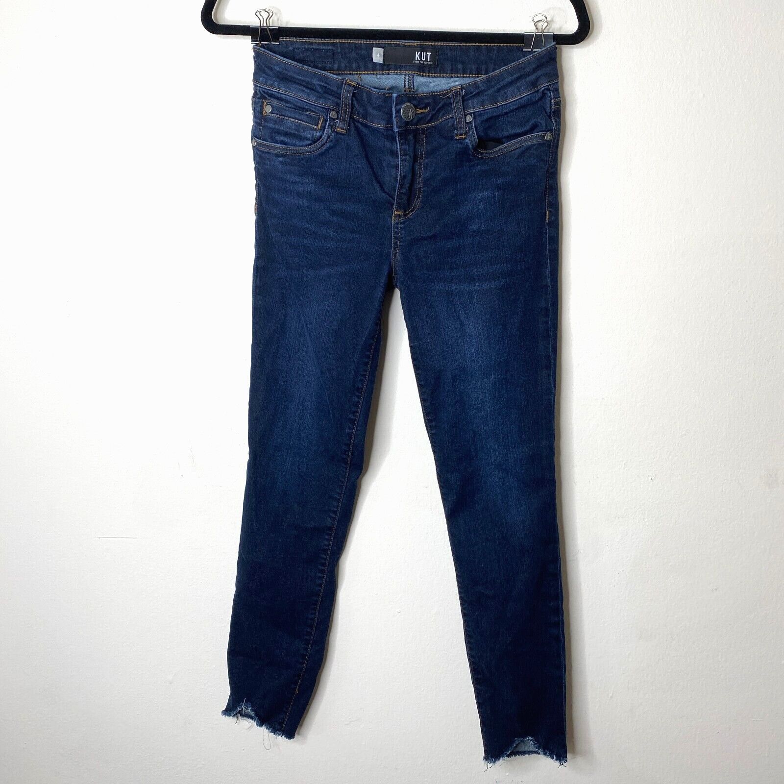 Other Kut From The Kloth Blue High Rise Slim Raw V-Cut Hem Jeans 4 Size 27" / US 4 / IT 40 - 1 Thumbnail