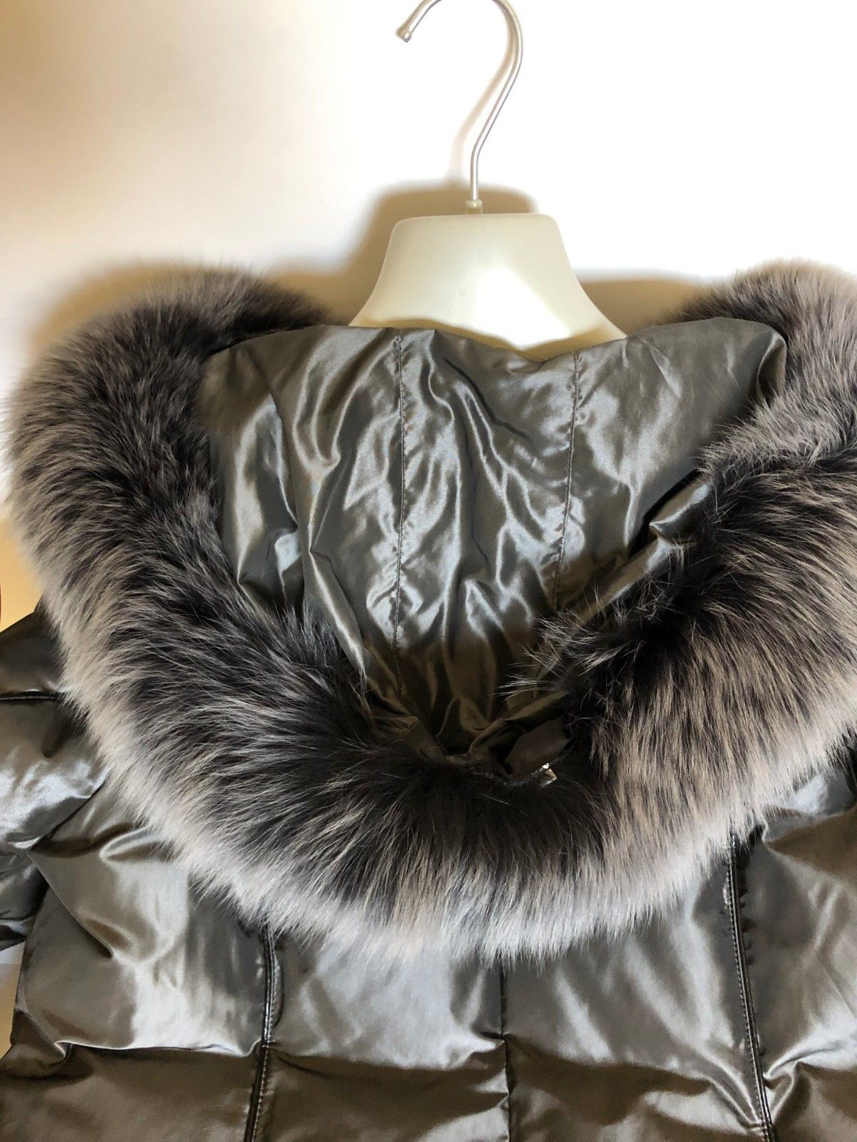 Other Nigang Luxury Metal Gray Parka Coat Fox Fur Lea ther Trim 14 Size XL / US 12-14 / IT 48-50 - 5 Thumbnail