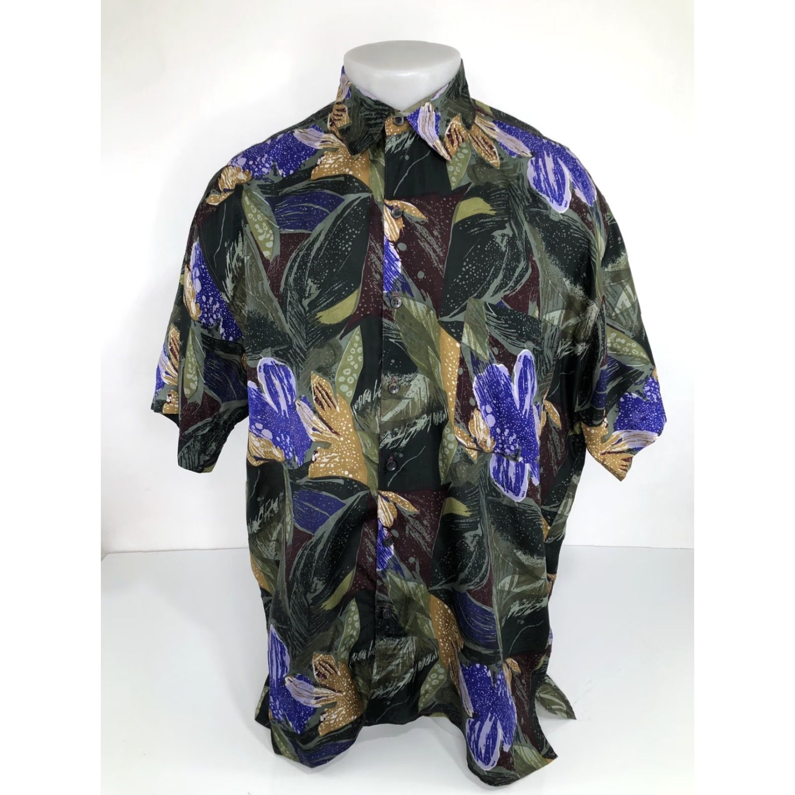 ALOHAS Robert Stock Silk Floral Aloha Hawaiian L Shirt - Multicolor Short Sleeve Button-Up, Regular, Size L, Men, Silk, Excellent Size US L / EU 52-54 / 3 - 2 Thumbnail