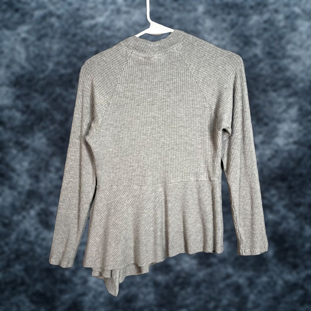 Vintage Maeve By Anthropologie XS Ribbed Gray Asymmetrical Sweater Top Long Sleeve Womens Petite pullover Mock Neck Knit Viscose Elastane Size XS / US 0-2 / IT 36-38 - 1 Thumbnail