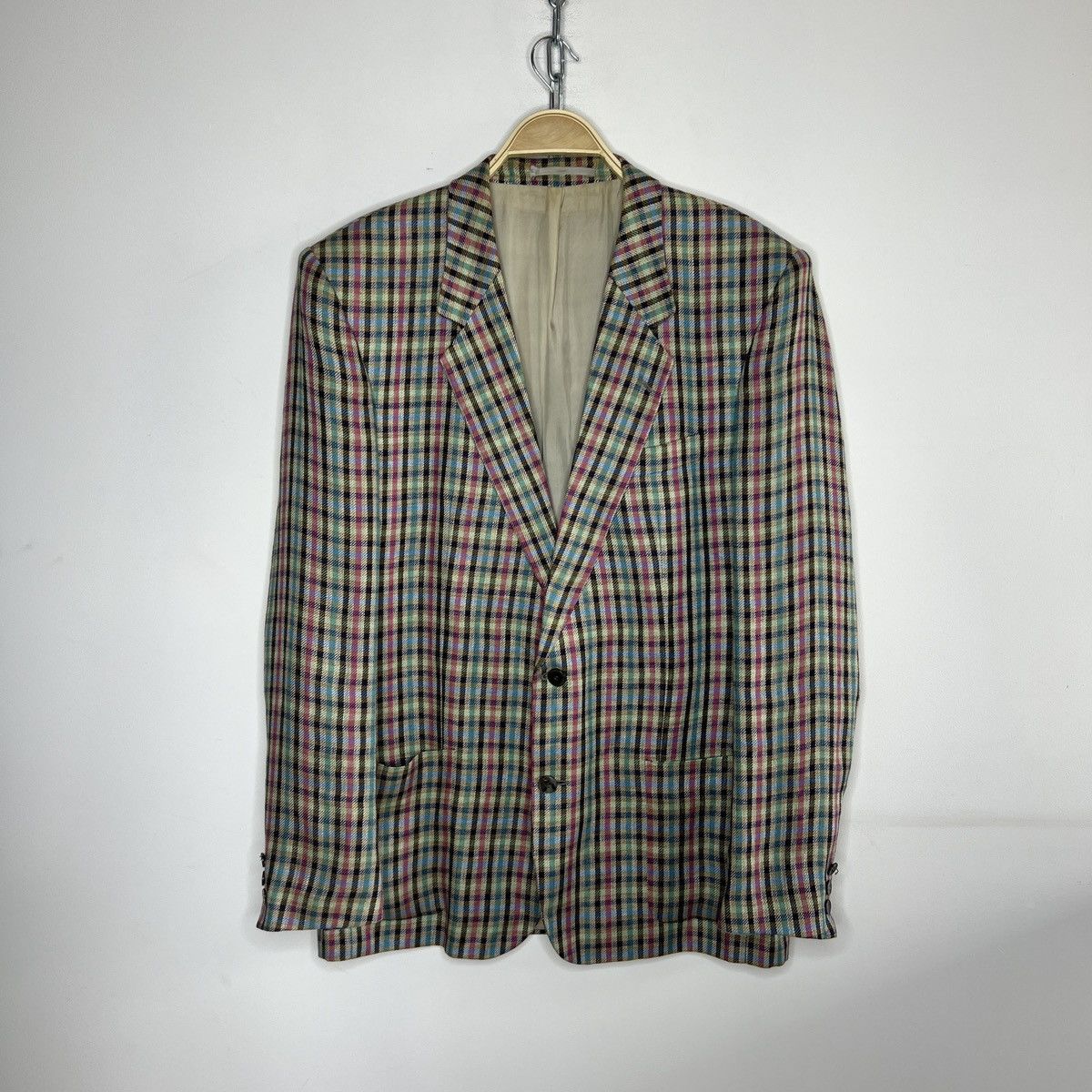 Designer × Hugo Boss Vintage Hugo Boss Linen Checkered Blazer Jacket Men size 52 Size 42R - 1 Thumbnail