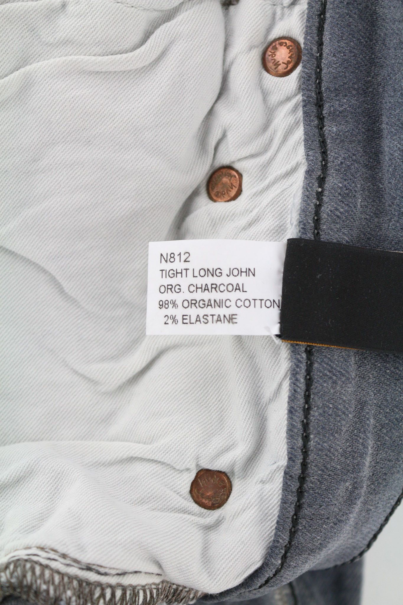 Nudie Jeans TIGHT LONG JOHN W33/L34 Organic Charcoal Zip Fit 80706 Size US 33 - 7 Thumbnail