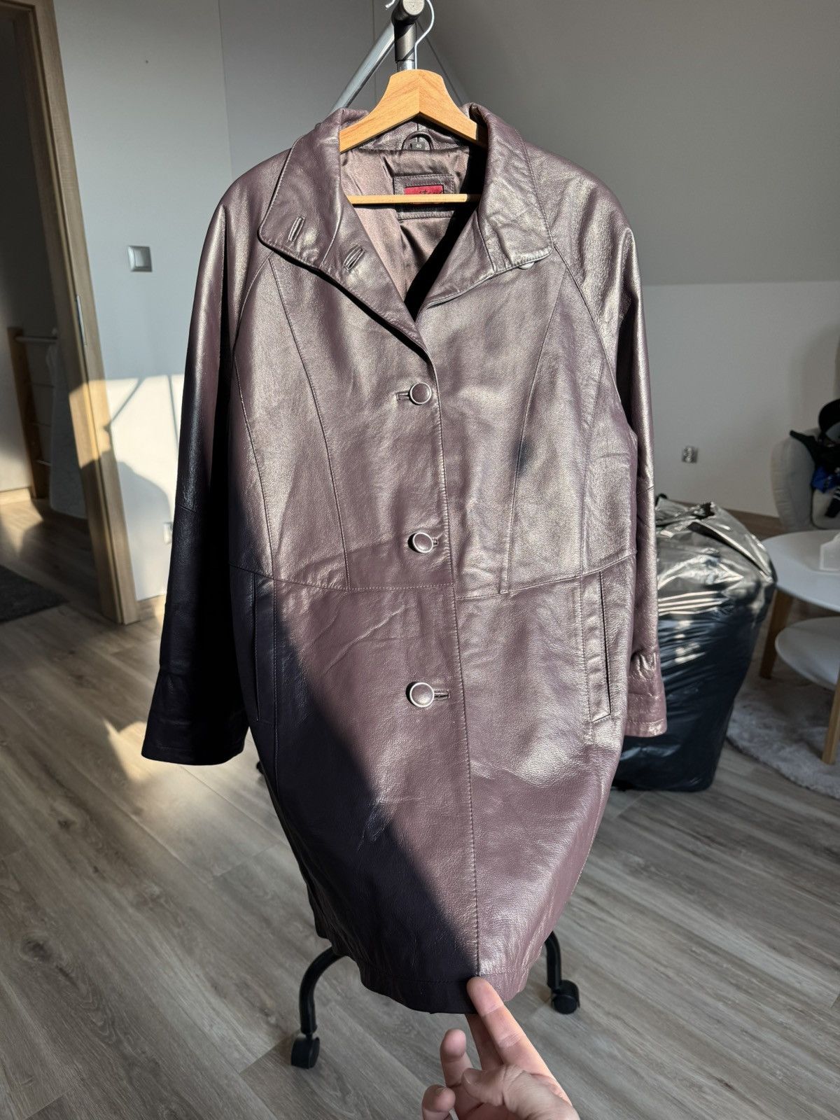 Genuine Leather × Vintage Vintage Purple Leather Jacket Coat Avant Garde Opium Washed Size L / US 10 / IT 46 - 6 Thumbnail