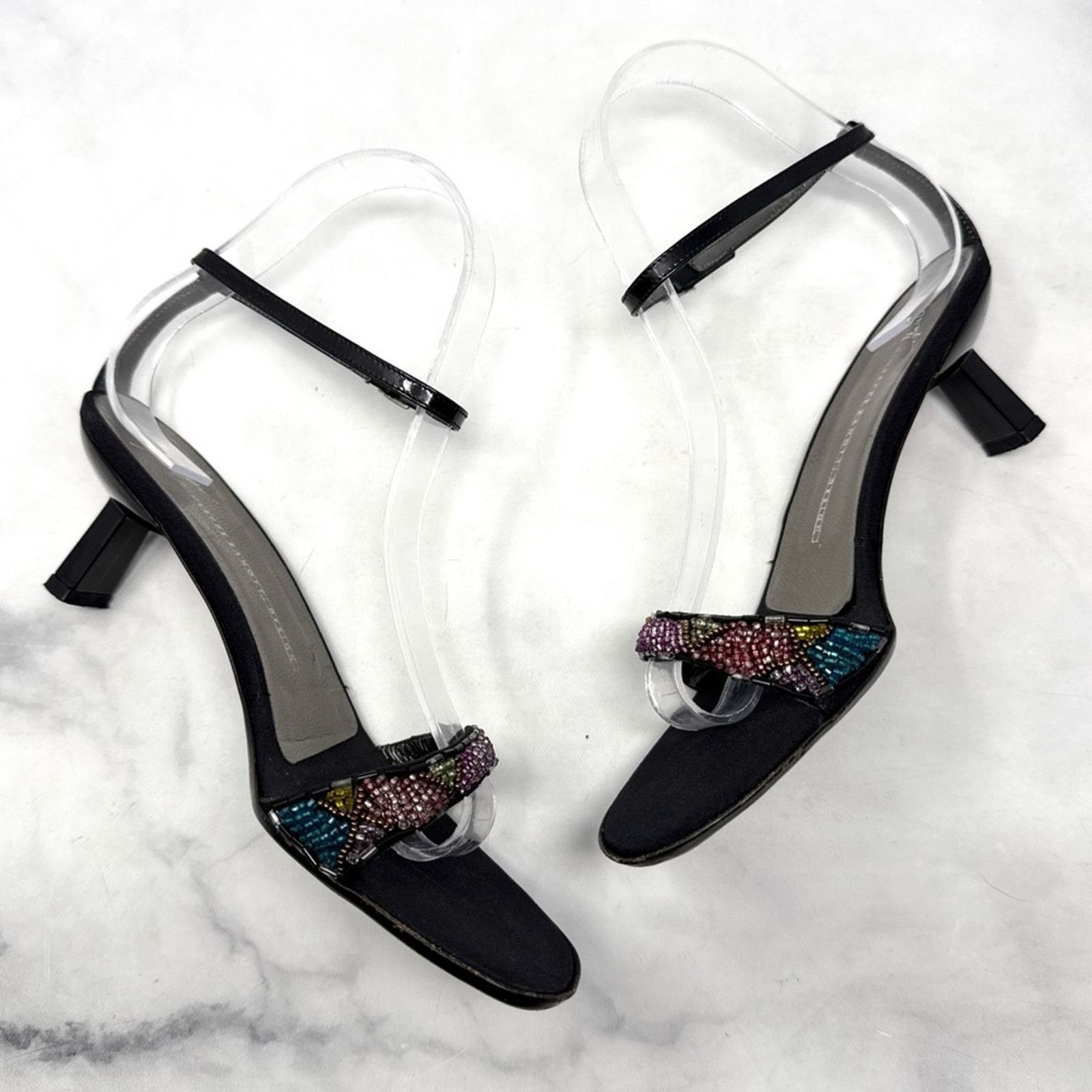 Giuseppe Zanotti Giuseppe Zanotti Vintage 90s Y2K Bead AnkleStrap Kitten Heel Size US 7 / IT 37 - 6 Thumbnail