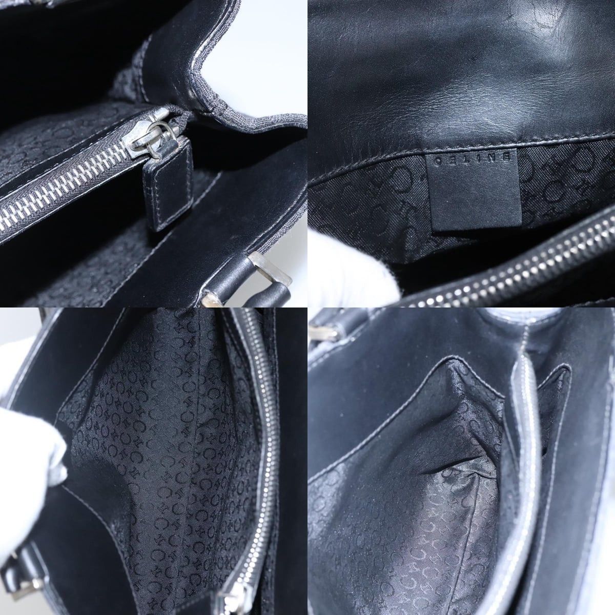 Celine CELINE C Macadam Canvas Hand Bag Black Size ONE SIZE - 11 Thumbnail