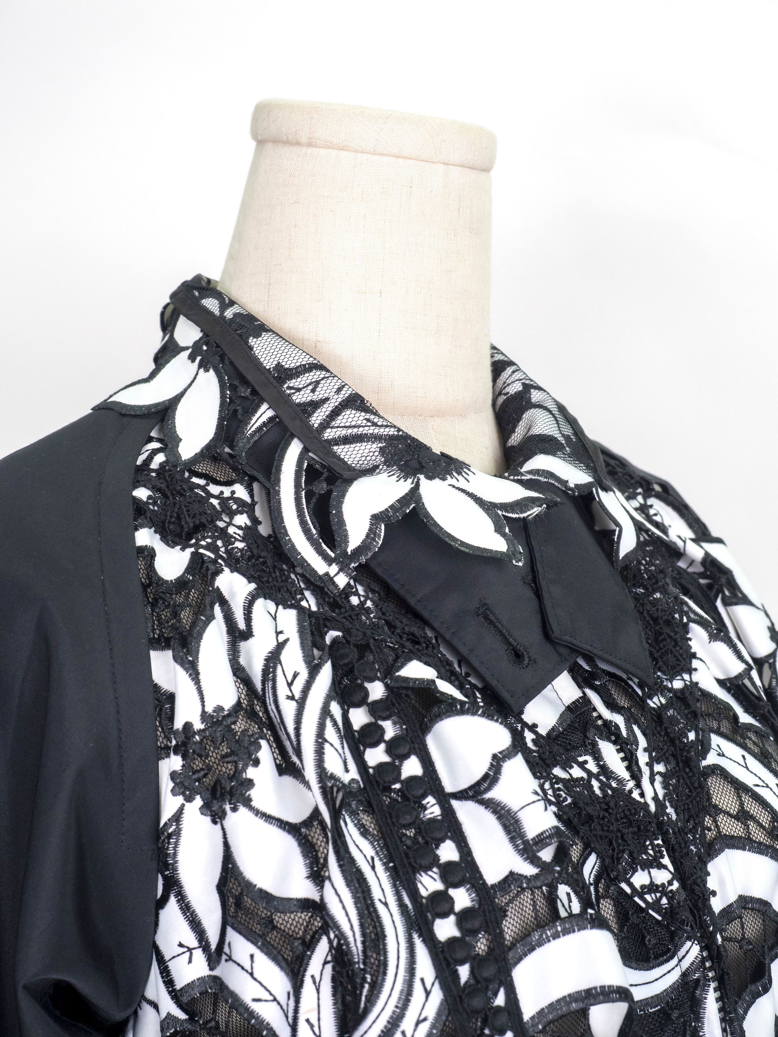 Sacai Black Broderie Anglaise Floral Cotton Jacket Size M / US 6-8 / IT 42-44 - 4 Thumbnail