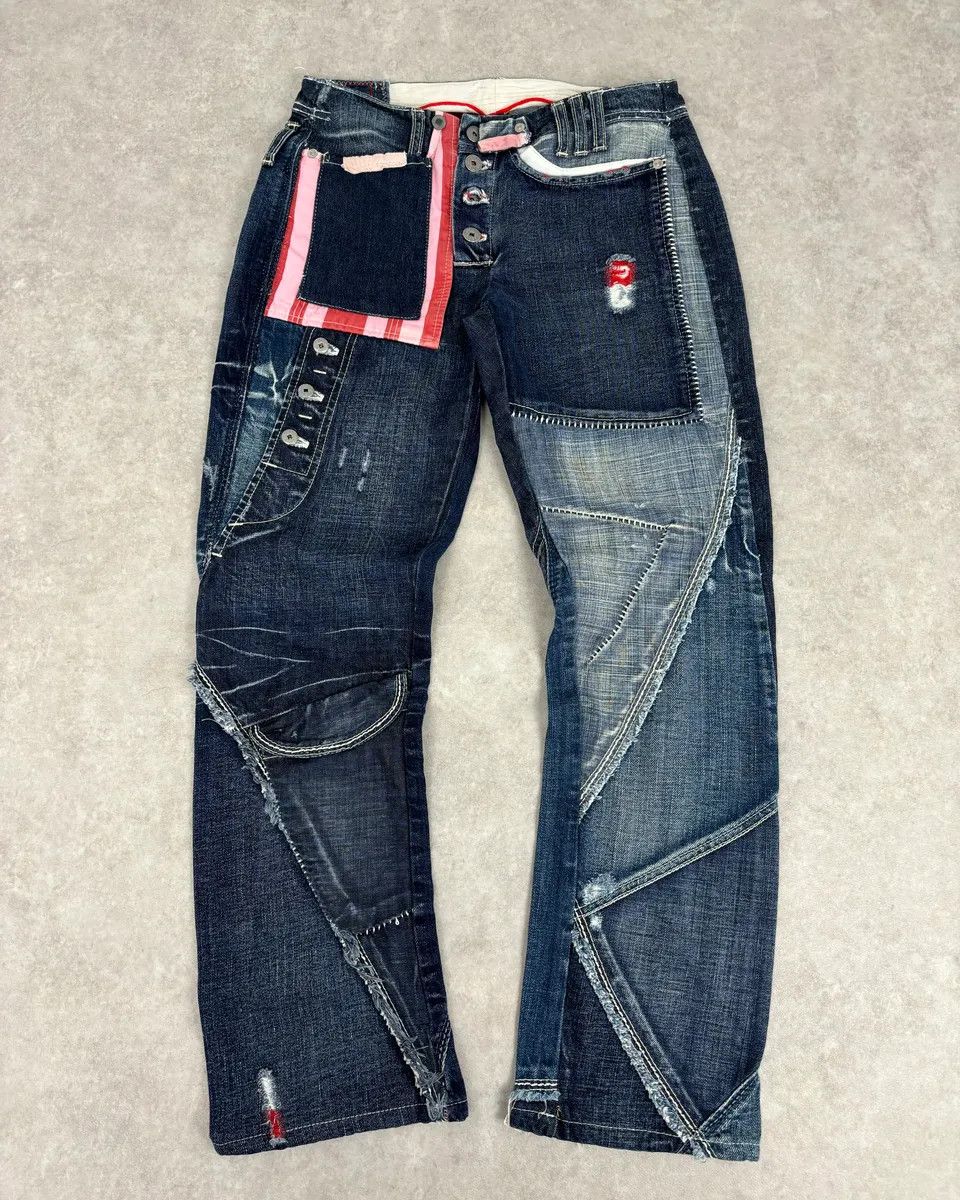 Marithe + Francois Girbaud 2000s Marithé + François Girbaud Multi-Patchwork Design Blue Denim Jeans Size 26" / US 2 / IT 38 - 1 Thumbnail
