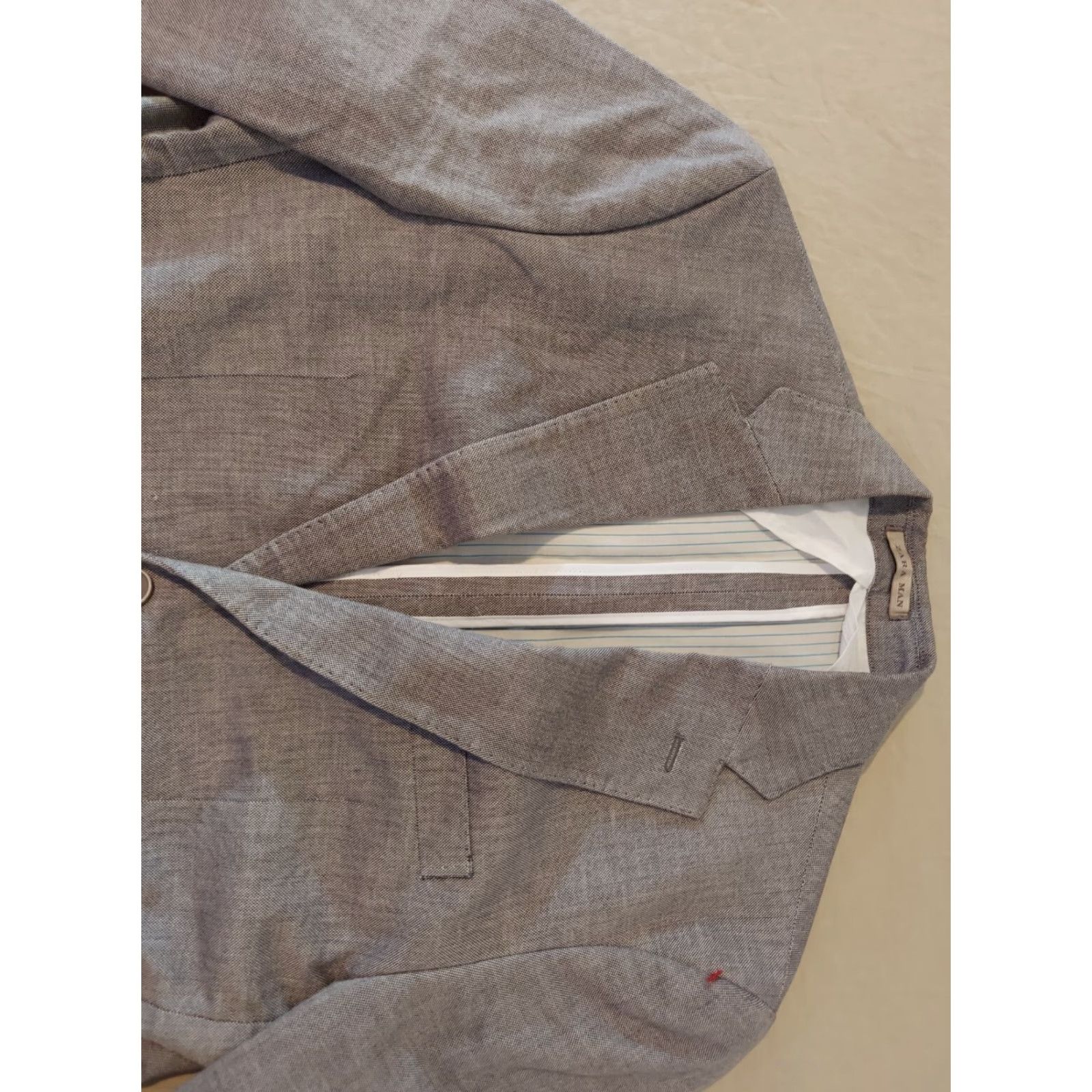 Zara VINTAGE Mens Zara Blazer Jacket 40R Gray Cotton Blazer 2 Piece Mens Size 40R - 2 Thumbnail