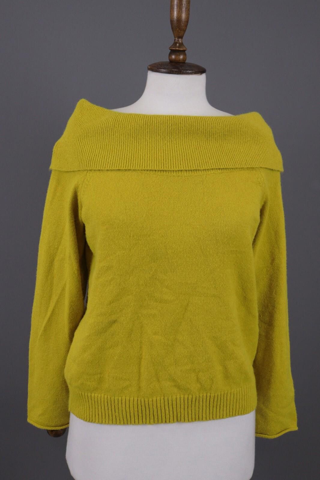Designer Anthropologie Yellow Boat Neck Jumper Blend Sweater Size M Size M / US 6-8 / IT 42-44 - 1 Thumbnail