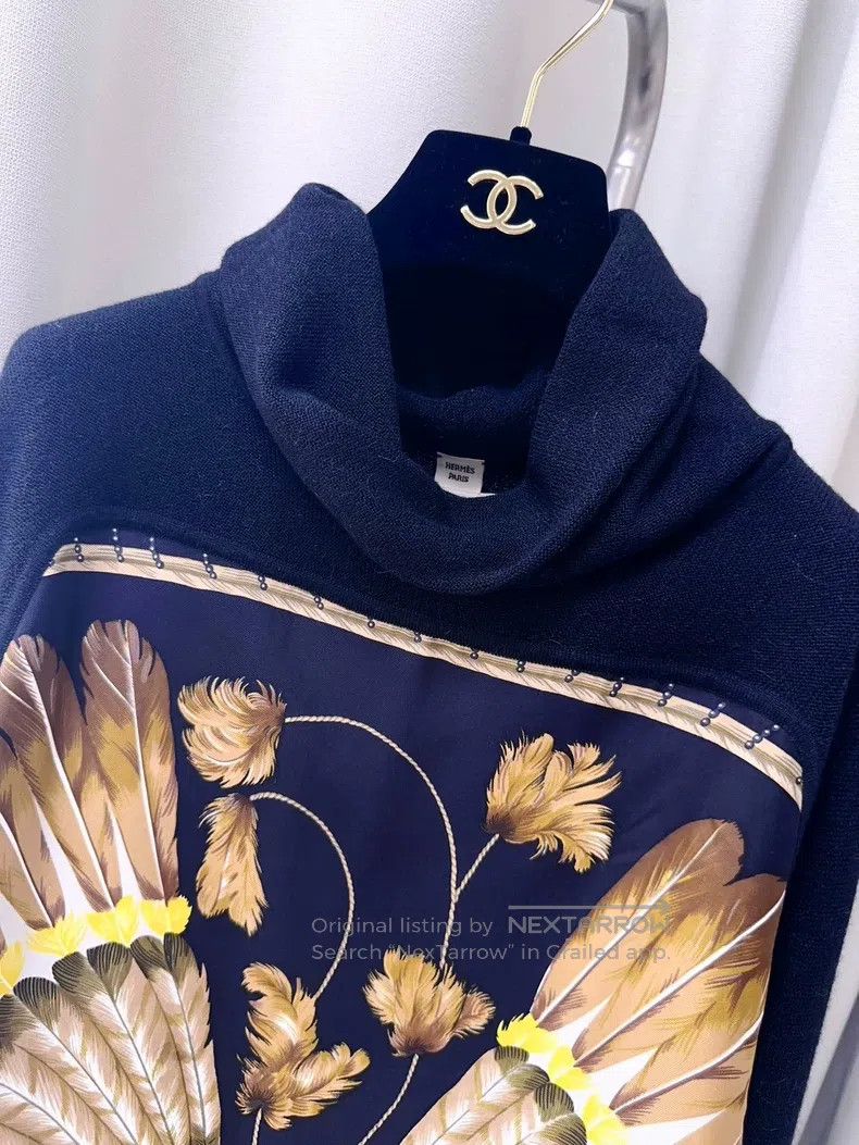 Hermes Hermes Black Knit Jacquard Silk Phoenix Pattern Long Sleev Size XS / US 0-2 / IT 36-38 - 2 Thumbnail