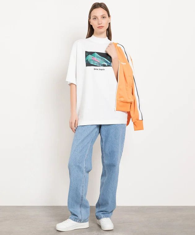Palm Angels White Miami Print Oversized T-shirt Size US XS / EU 42 / 0 - 4 Thumbnail