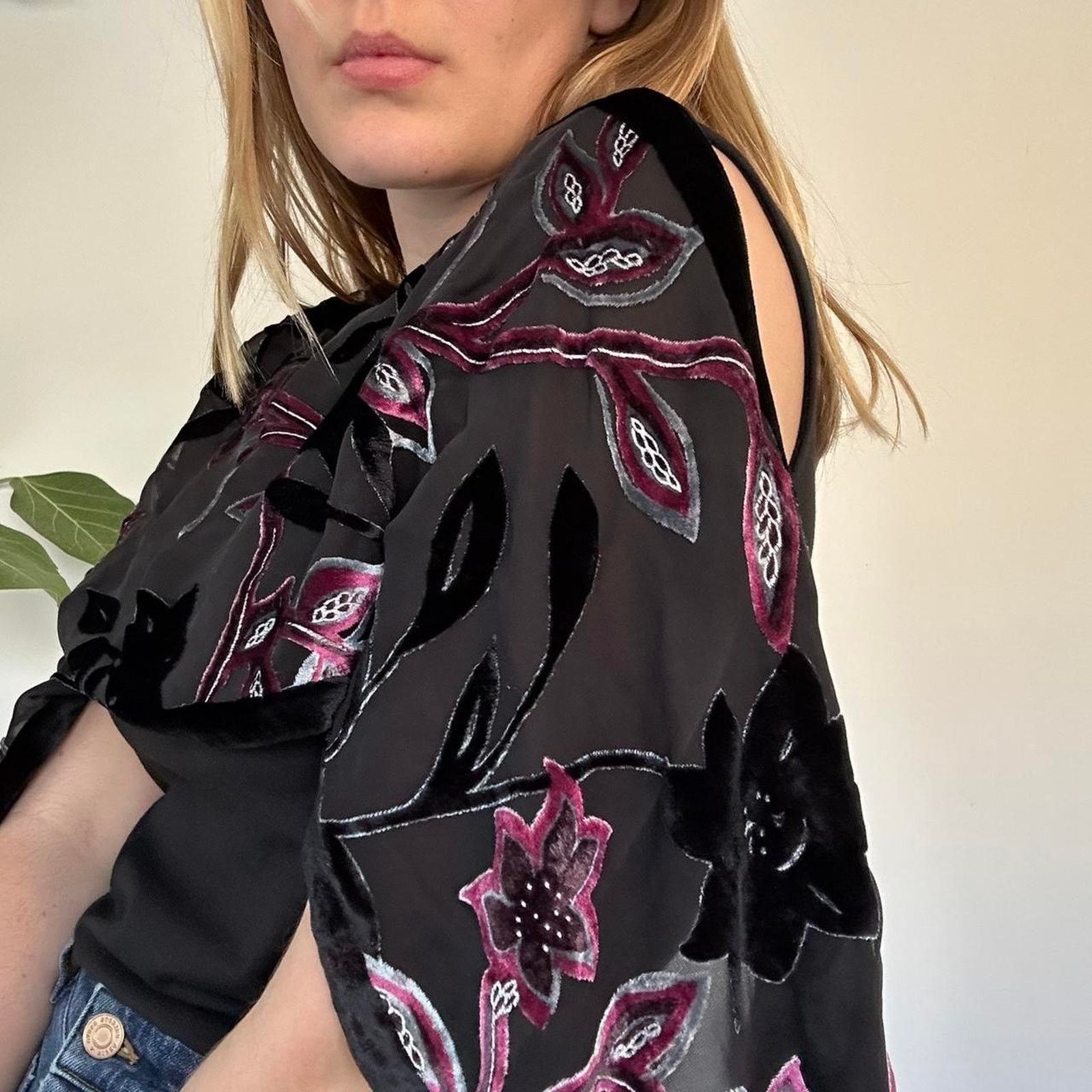 Other Vintage Silk and Velvet Scarf Size ONE SIZE - 5 Thumbnail