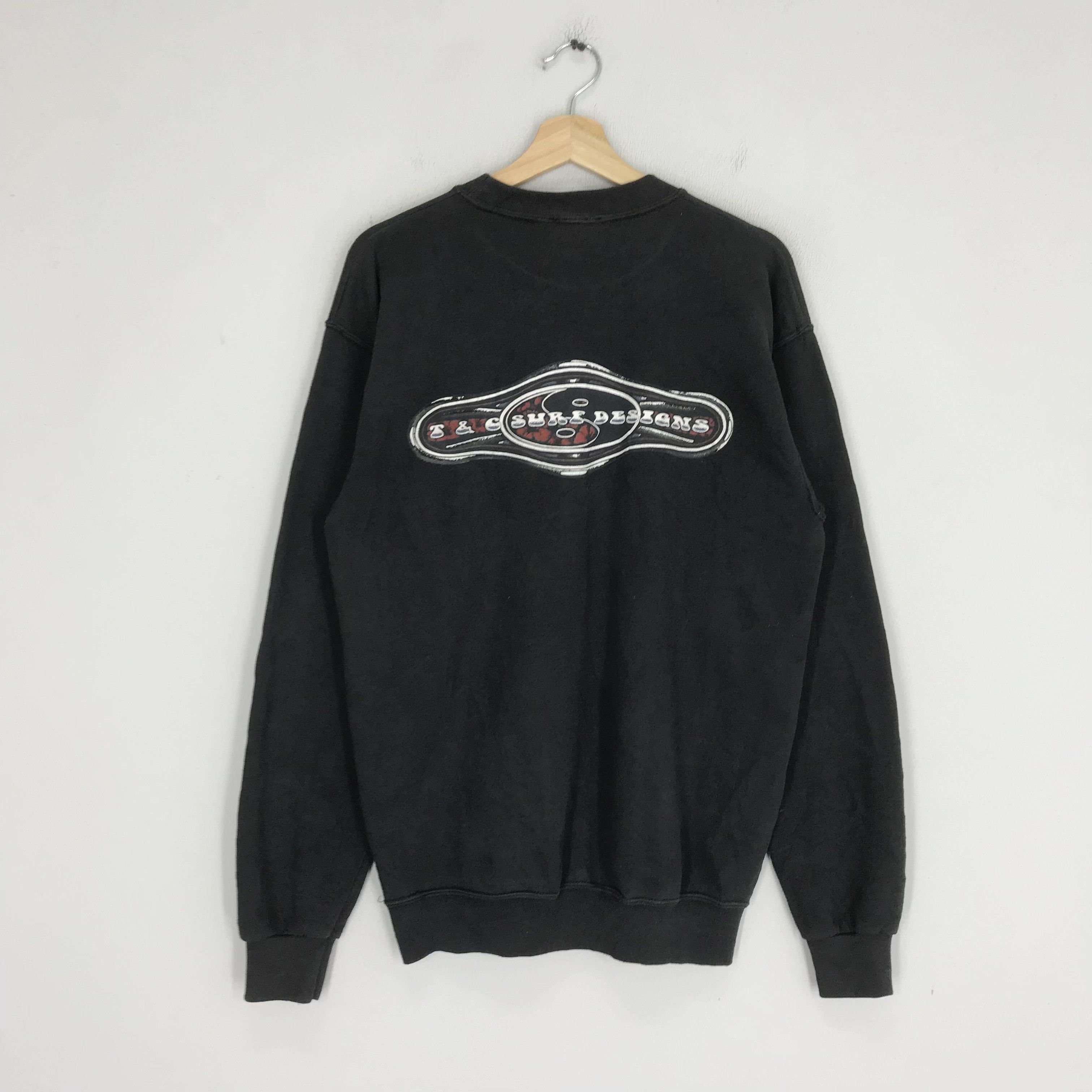 image of Made In USA x Surf Style Vintage 90's T&c Surf Design Hawaii Usa Black Sweatshirt (Size Medium)