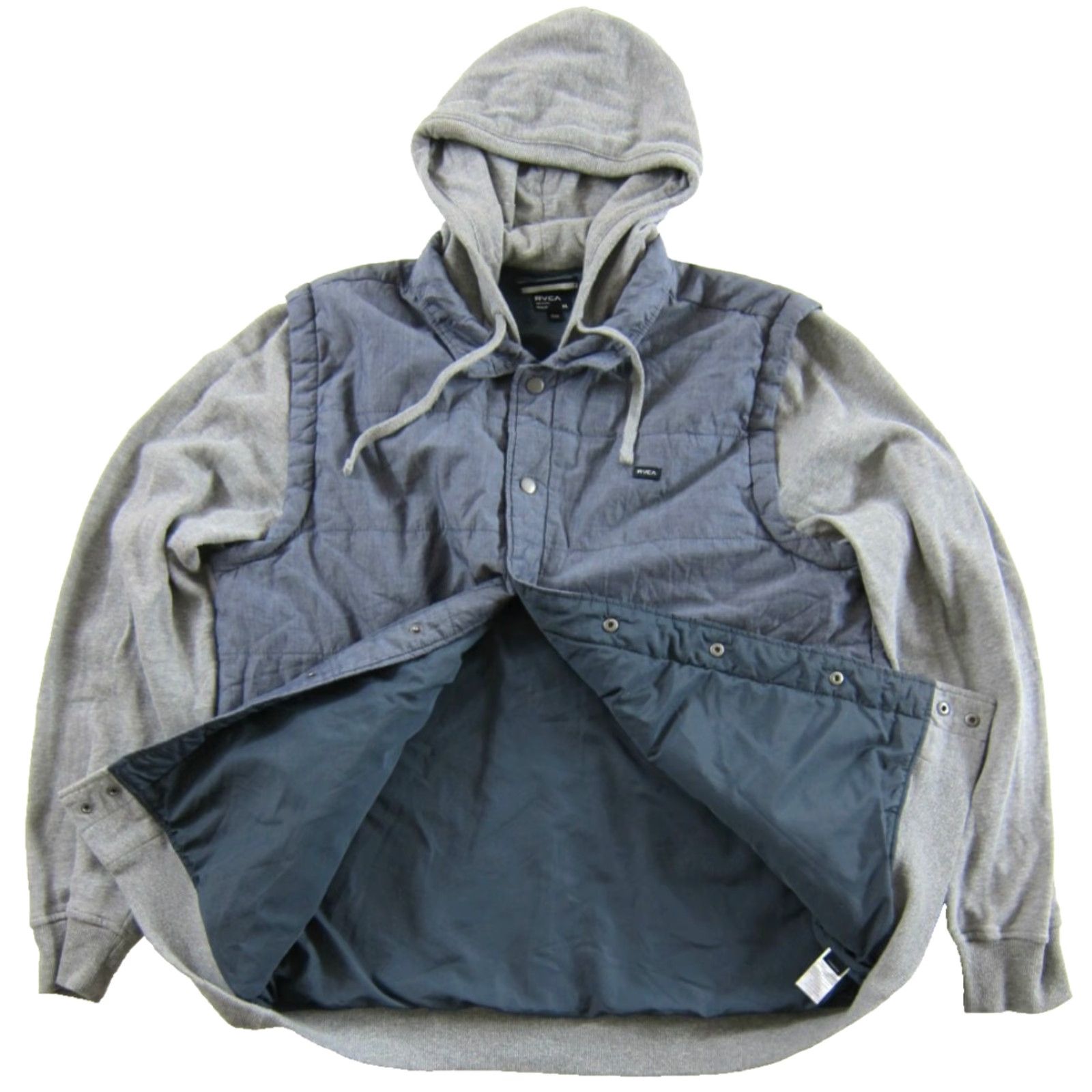RVCA RVCA Blue Grey Snap Hooded Puff Quilted Vest Jacket Men XL Size US XL / EU 56 / 4 - 5 Thumbnail