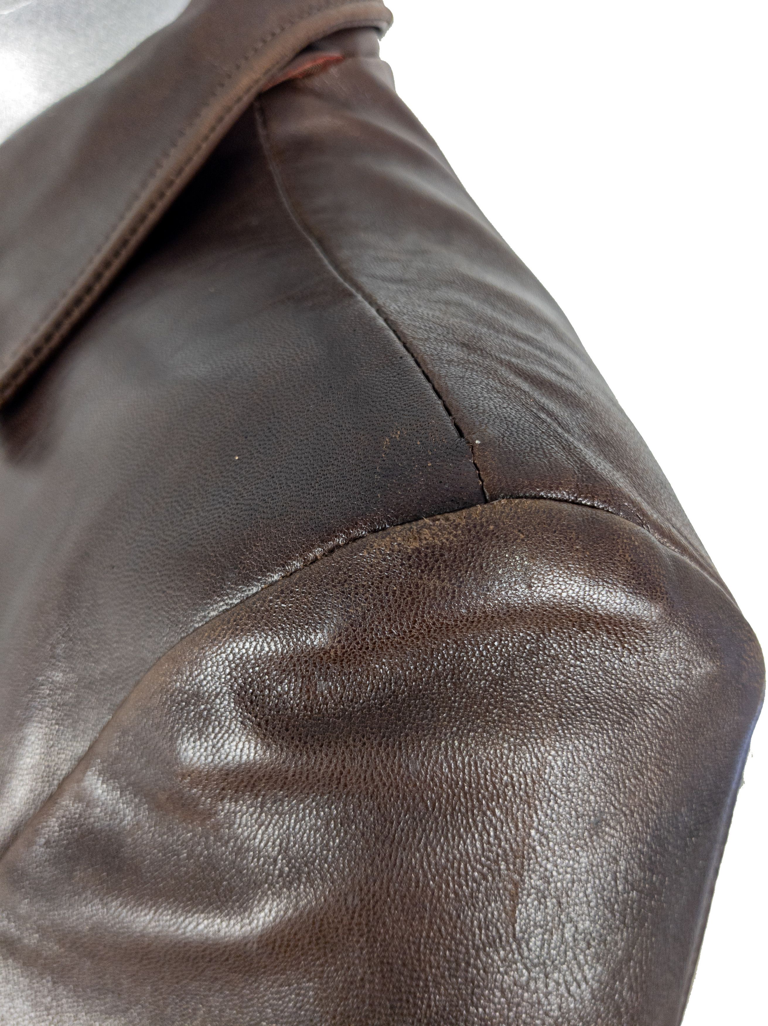 Vintage Vintage UK Women's Brown Cropped Leather Button Down Jacket Size L / US 10 / IT 46 - 14 Thumbnail