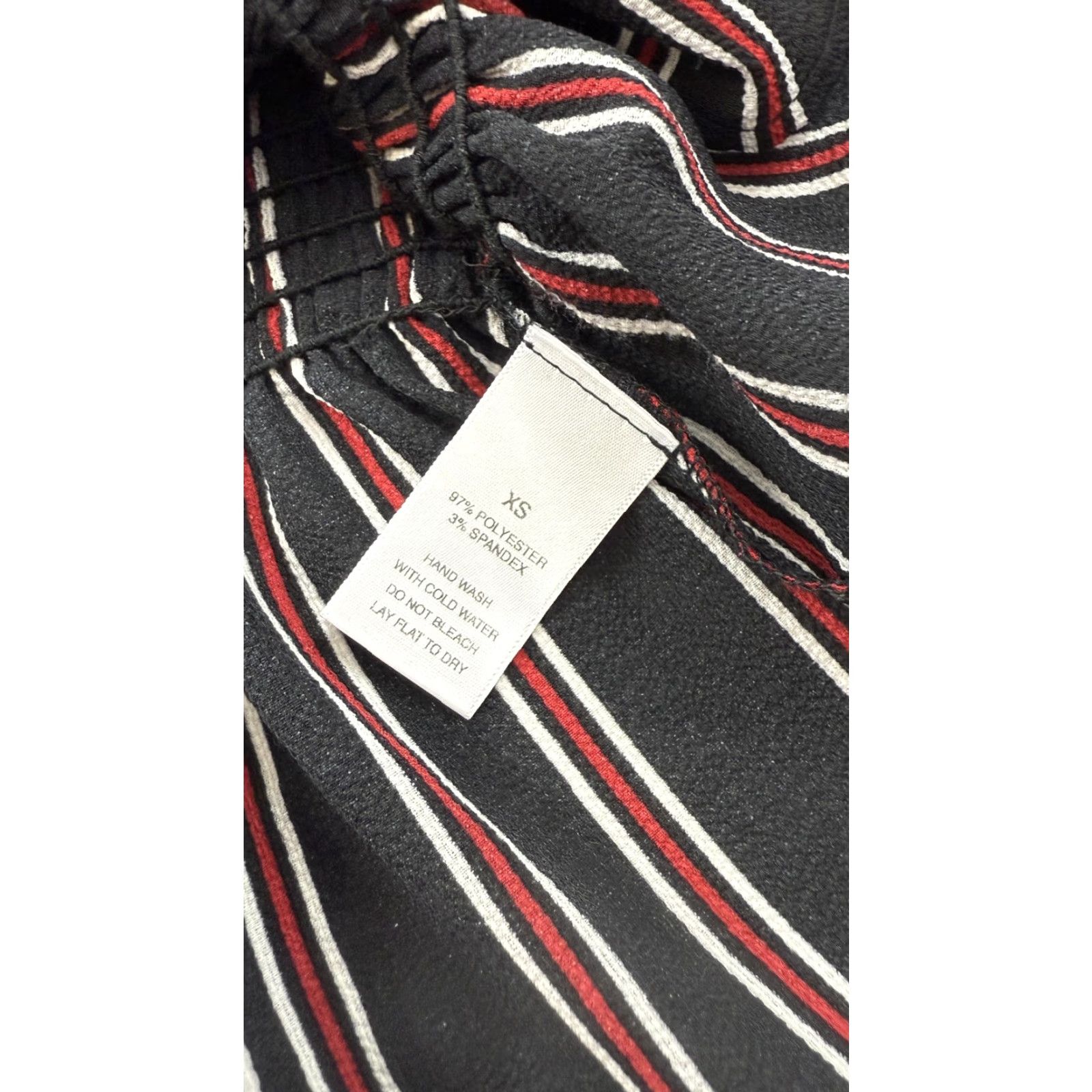 Vintage Sadie & Sage Blouse Womens XS Black Red White Striped Long Sleeve Peplum Top Size XS / US 0-2 / IT 36-38 - 4 Thumbnail