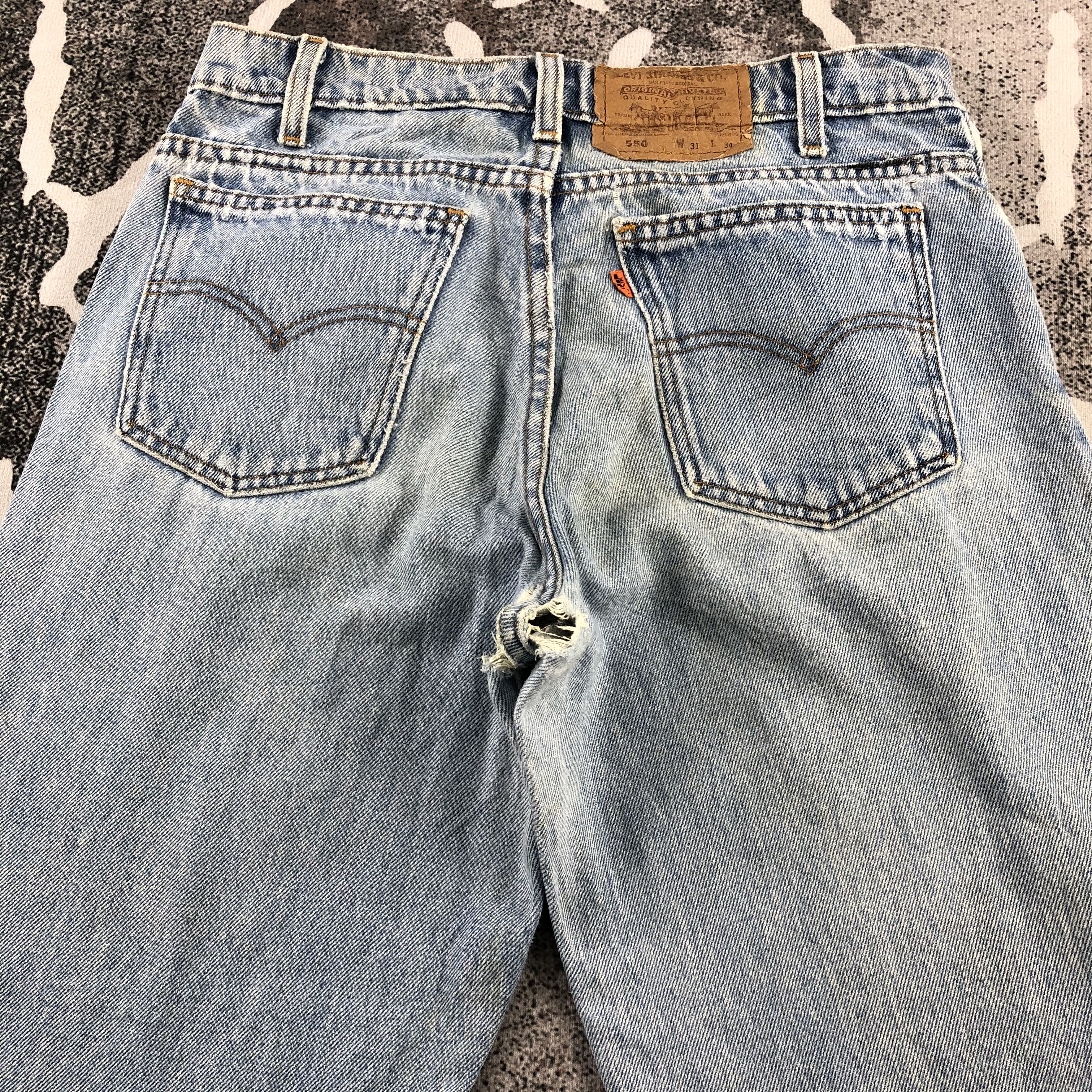 Levi's Vintage Levi's 550 Jeans Distress Orange Tab Denim KJ897 Size US 31 - 4 Thumbnail