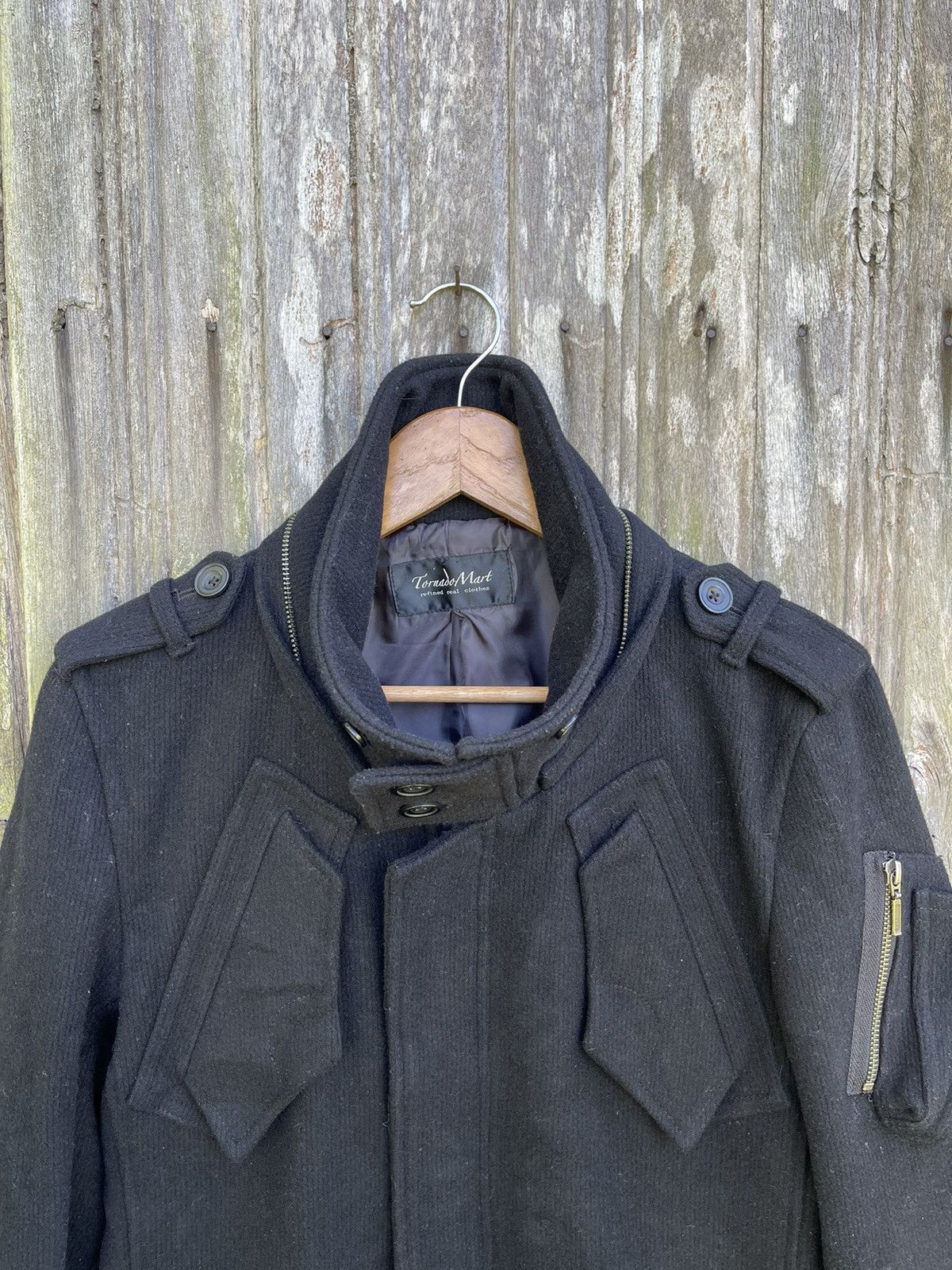 Tornado Mart Tornado Mart Black Military-Inspired Wool Coat Size US S / EU 44-46 / 1 - 2 Thumbnail