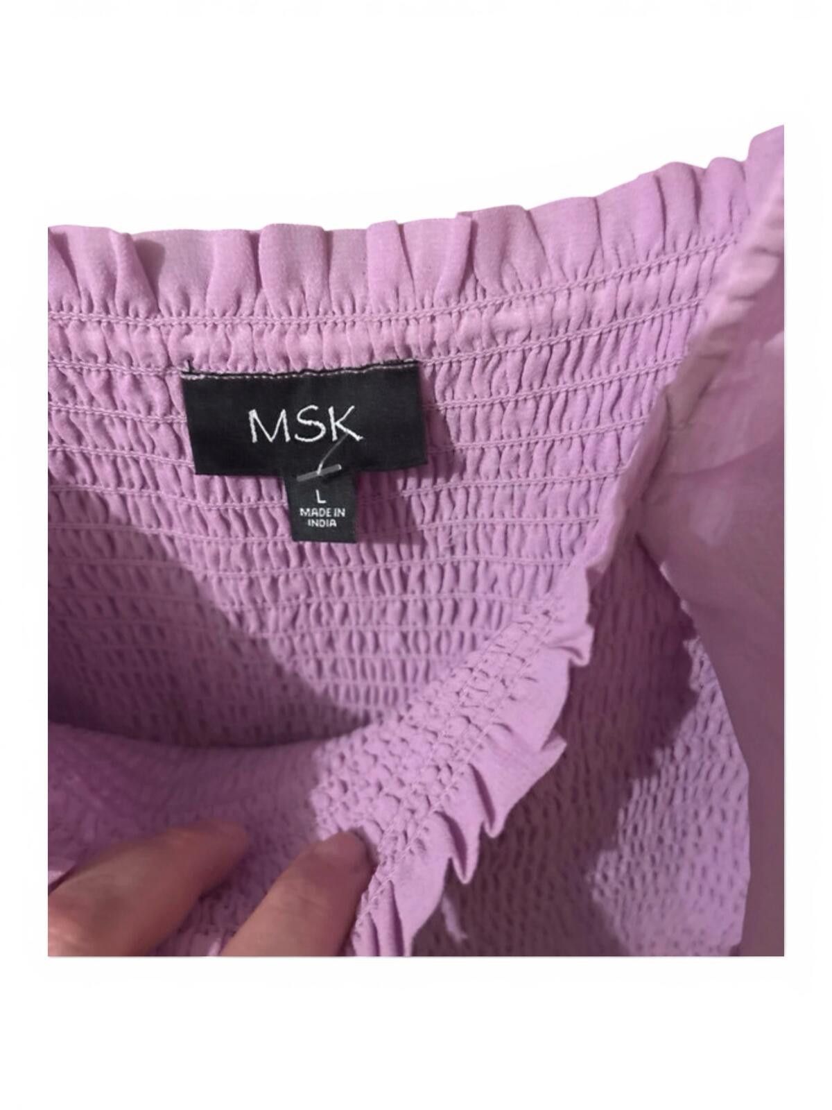 Other MSK Lavender Smocked Bodice Dress with Puff Sleeves Size L / US 10 / IT 46 - 3 Thumbnail