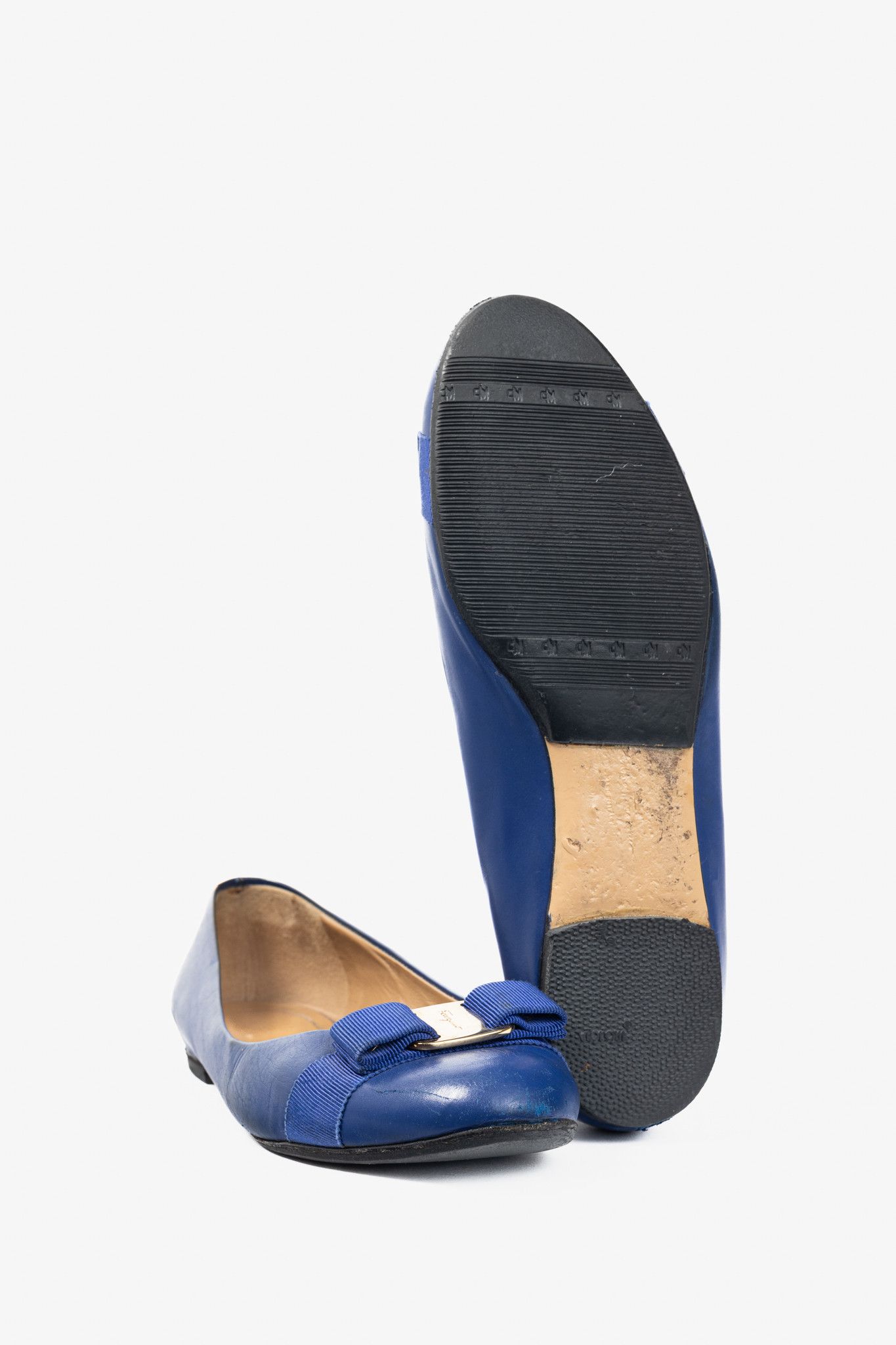 Salvatore Ferragamo Salvatore Ferragamo Varina Blue Leather Bow Ballet Flats Size US 9.5 / IT 39.5 - 5 Thumbnail