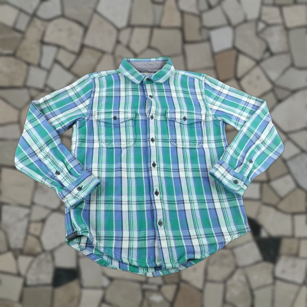 Outerknown VINTAGE Outerknown Men's Shirt Small Long Sleeve Cotton Flannel Plaid Heavyweight Blue Green Casual Size US S / EU 44-46 / 1 - 1 Thumbnail