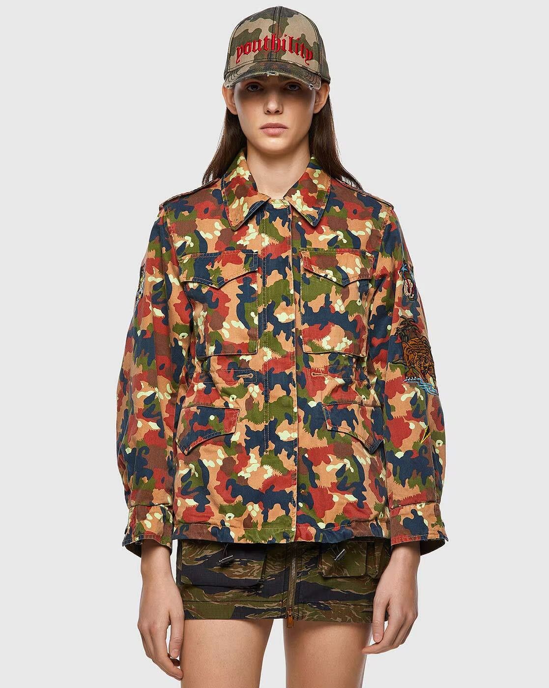Diesel Diesel Camouflage G-CLAUDIA-CMF Utility Military Jacket Size XS / US 0-2 / IT 36-38 - 2 Thumbnail