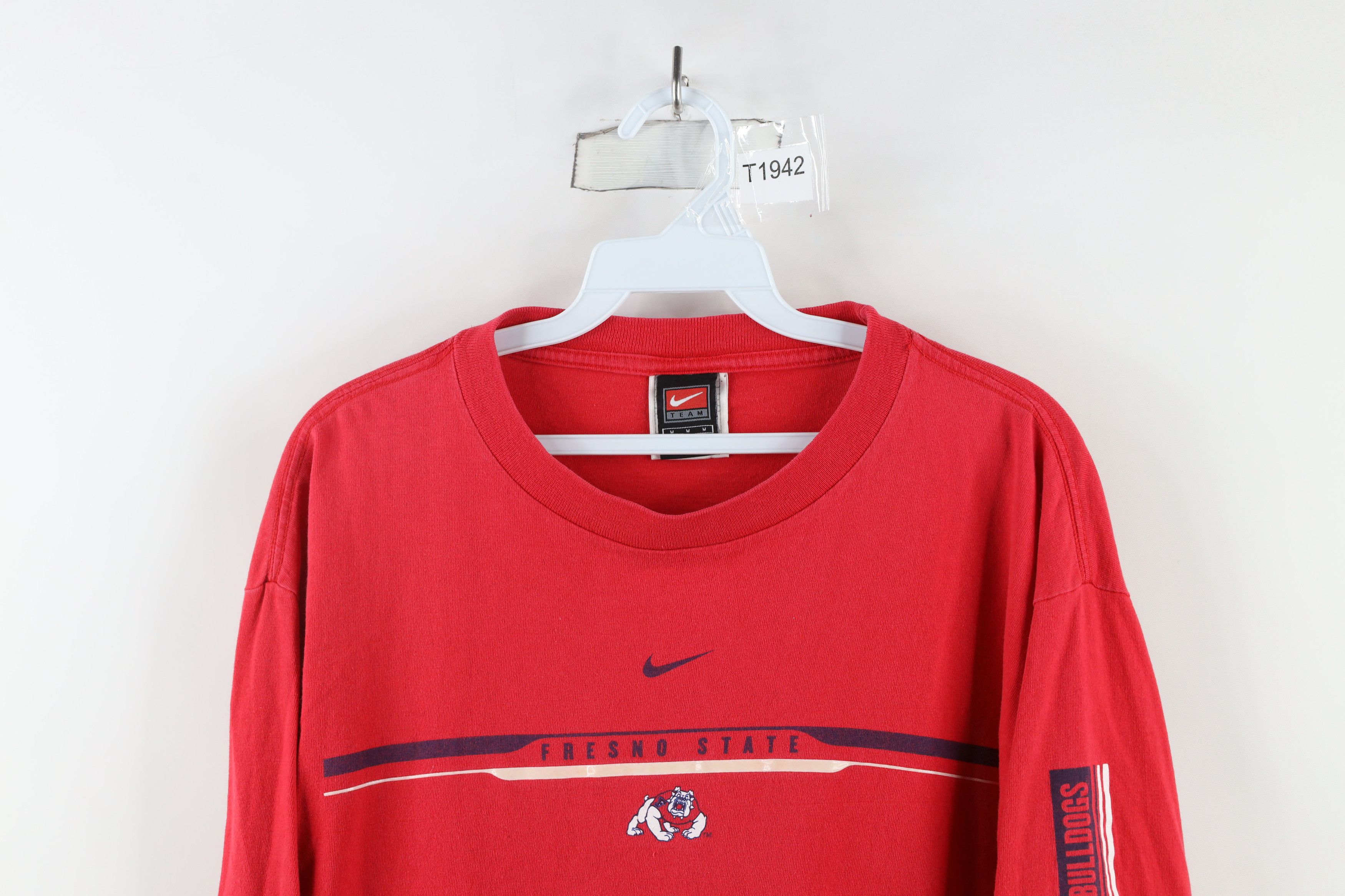 Nike × Vintage Vintage Nike Swoosh Fresno State Long Sleeve T-Shirt Red Size US M / EU 48-50 / 2 - 2 Thumbnail