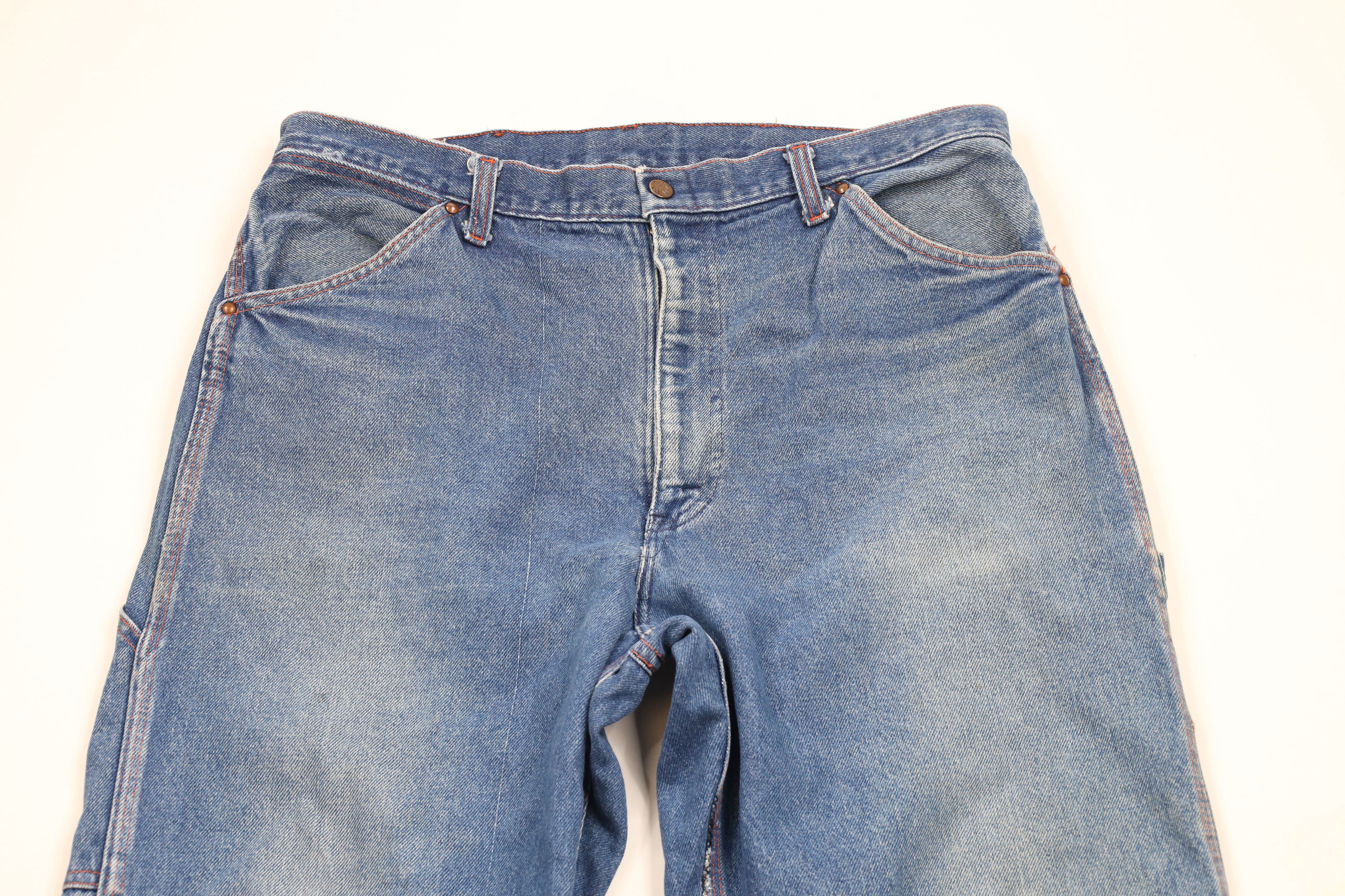 Vintage 70s Big Mac Wide Leg Dungaree Denim Jeans Blue USA