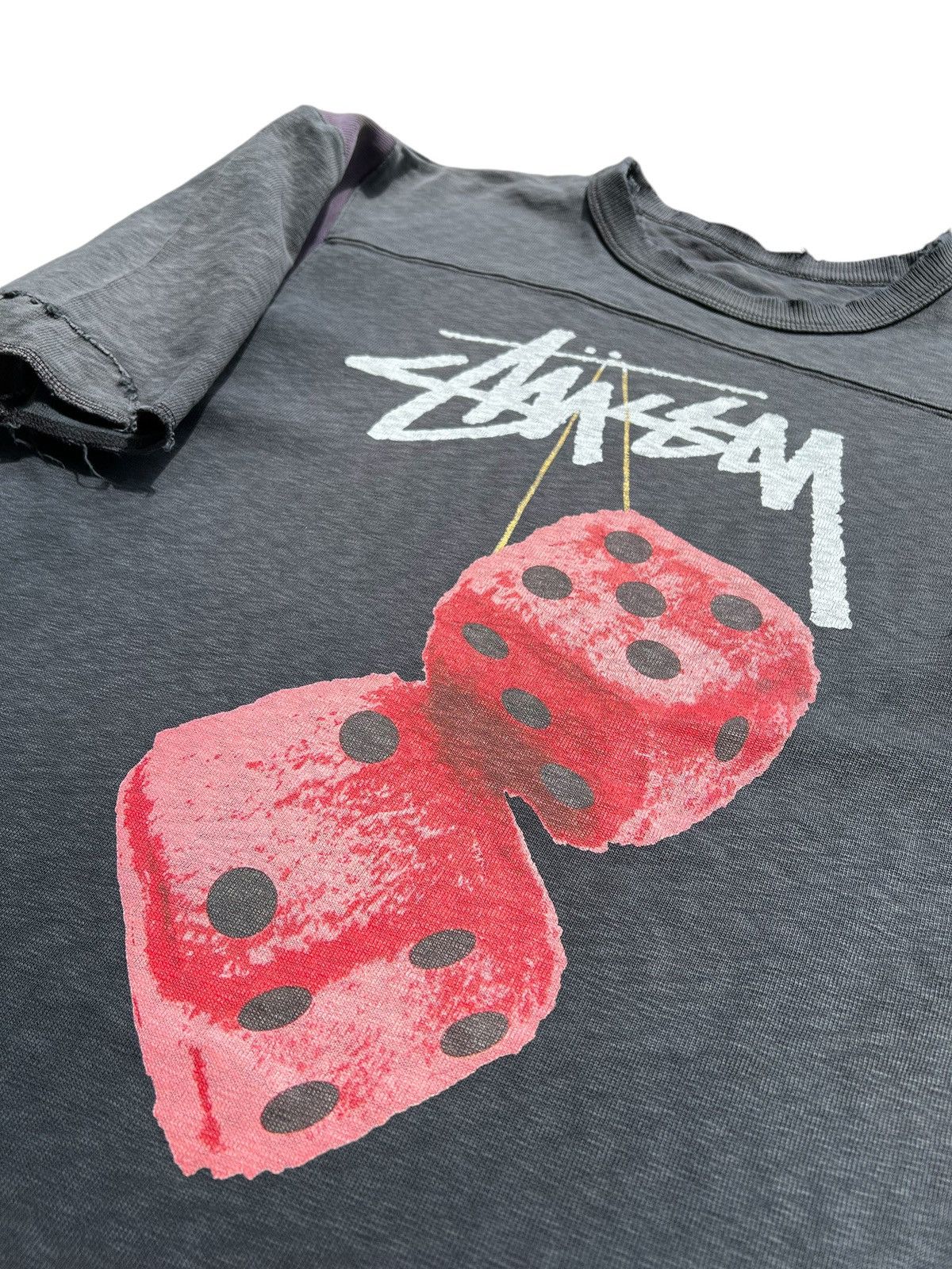 Stussy 🔥Vintage 90’s Stussy Fuzzy Dice Spellout Logo T-Shirt Size US L / EU 52-54 / 3 - 8 Thumbnail