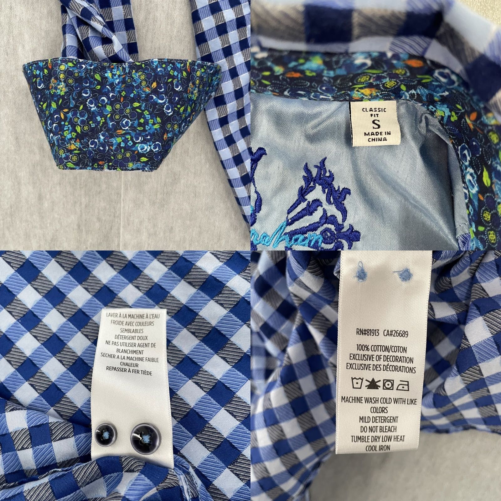 Robert Graham VINTAGE Robert Graham Shirt Men Adult Small Blue Gingham Plaid Long Sleeve Button Up Collared Size US S / EU 44-46 / 1 - 8 Thumbnail