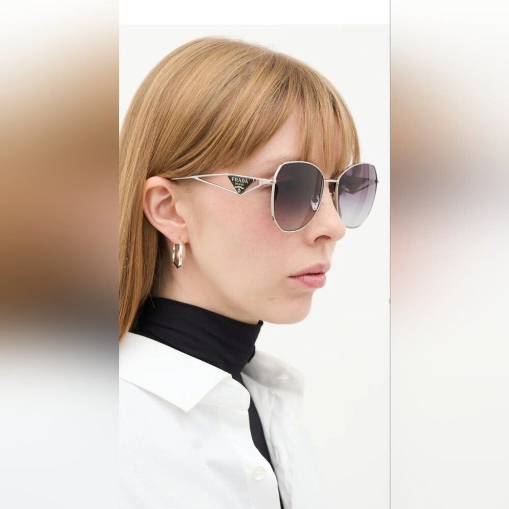 Prada NWT Prada Women's Sunglasses SPR 57YS Silver Grey Gradient Size ONE SIZE - 7 Thumbnail