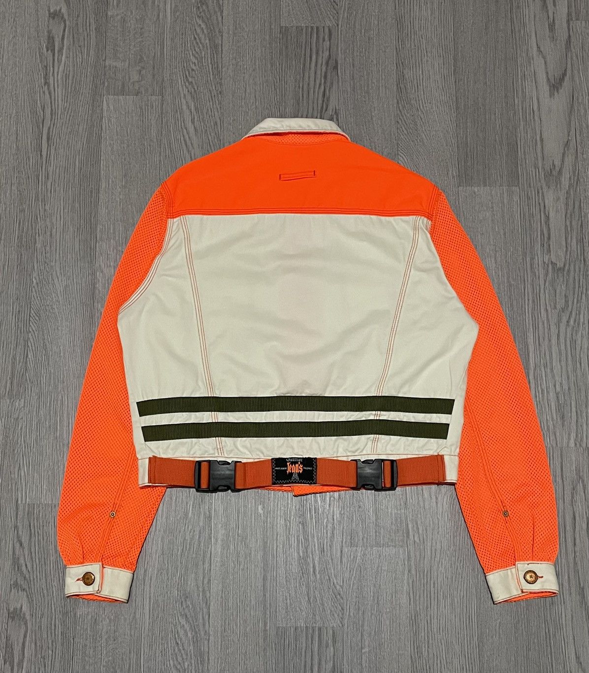 Jean Paul Gaultier Jean Paul Gaultier Jeans Orange & Cream Mesh Sleeve Jacket Size US S / EU 44-46 / 1 - 7 Thumbnail