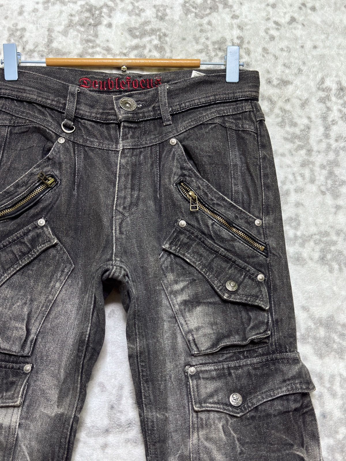 Japanese Brand Double Focus Tactical Cargo Denim Y2K Punk Multipocket Size US 28 / EU 44 - 5 Thumbnail
