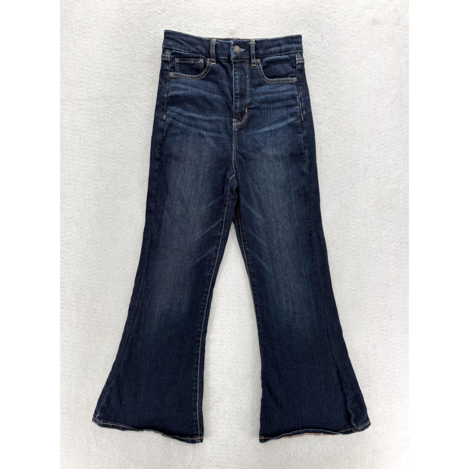 American Eagle Outfitters American Eagle Curvy Highest Rise Flare Jeans Womens 4 Blue Dark Wash XS-Short 5-Pocket Denim N/A Menus Ladies Size 27" / US 4 / IT 40 - 2 Thumbnail
