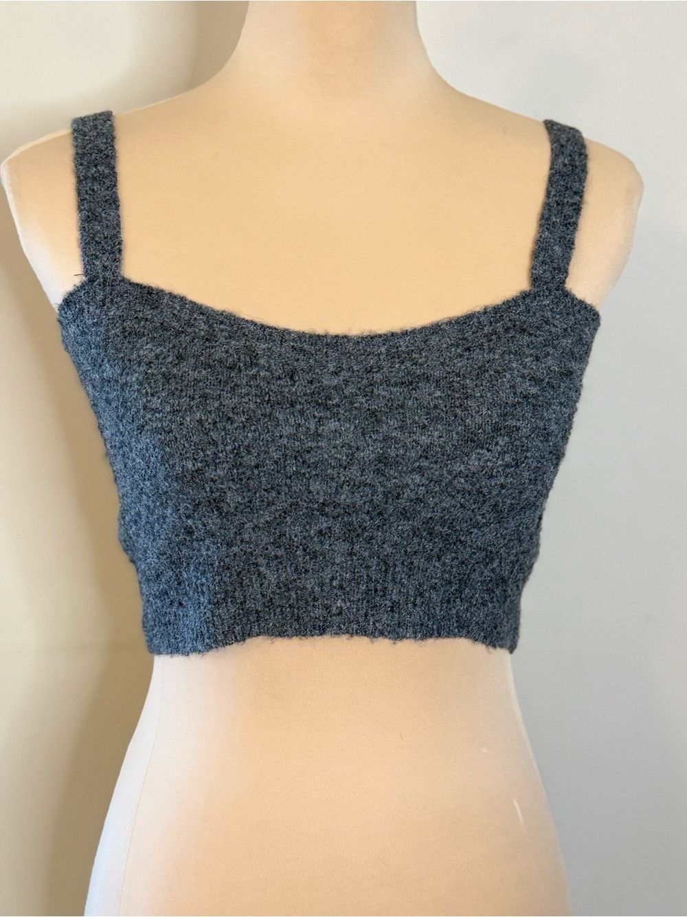 Zara Charcoal Gray Cropped Soft Sweater Tank Sz M, Women's