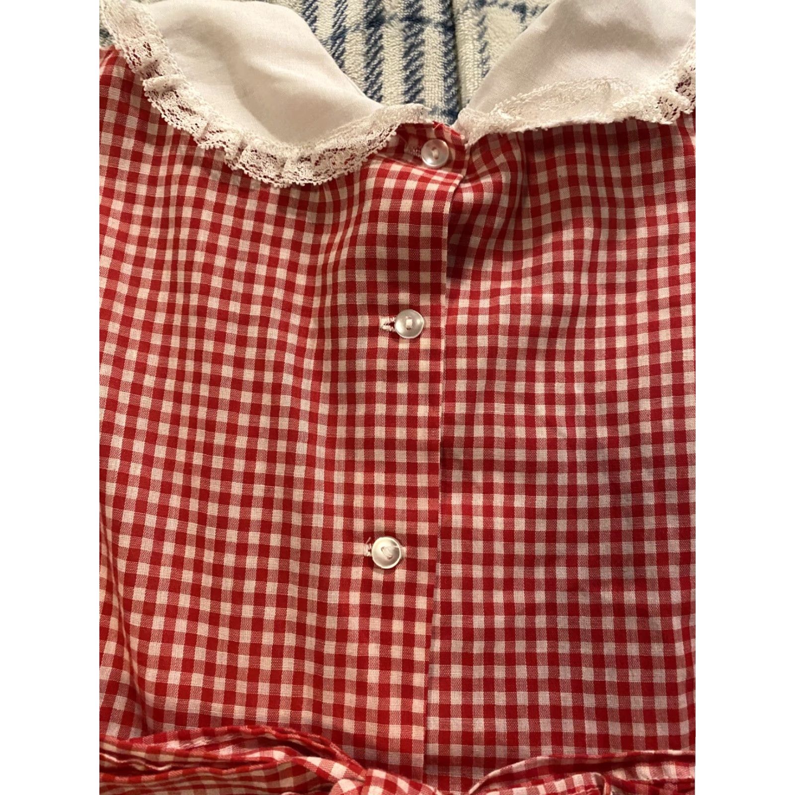 Vintage VINTAGE 60s Jodi & Jill Little Girls Farm Dress Plaid & Lace Size 5 Size ONE SIZE - 6 Thumbnail