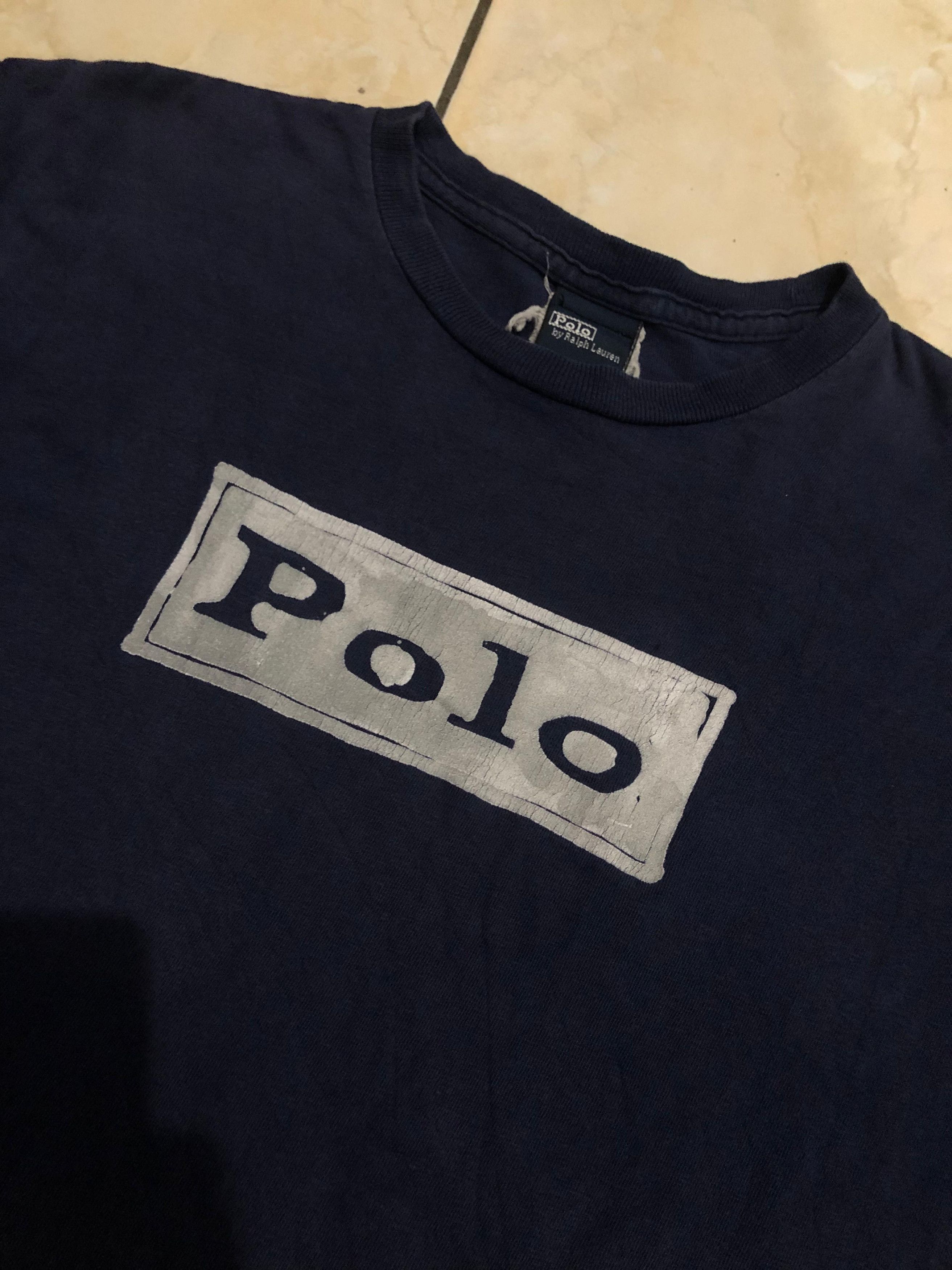 Polo Ralph Lauren VINTAGE Polo by Ralph Lauren Navy Block Logo Long Sleeve Tee Size S / US 4 / IT 40 - 2 Thumbnail