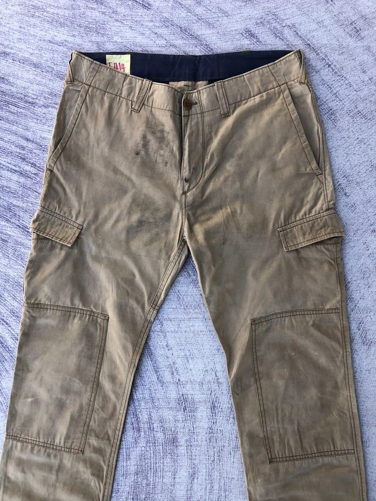 Designer × Japanese Brand × Vintage Faded Begie Cargo Trousers With 6 Pocket Workware Size US 33 - 2 Thumbnail