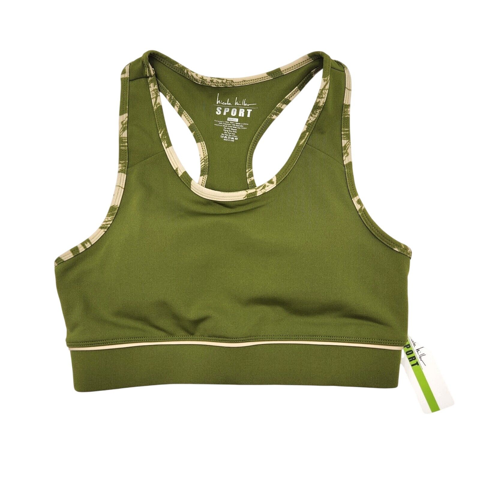 Nicole Miller Women Green Longline Yoga Sports Bra Size M