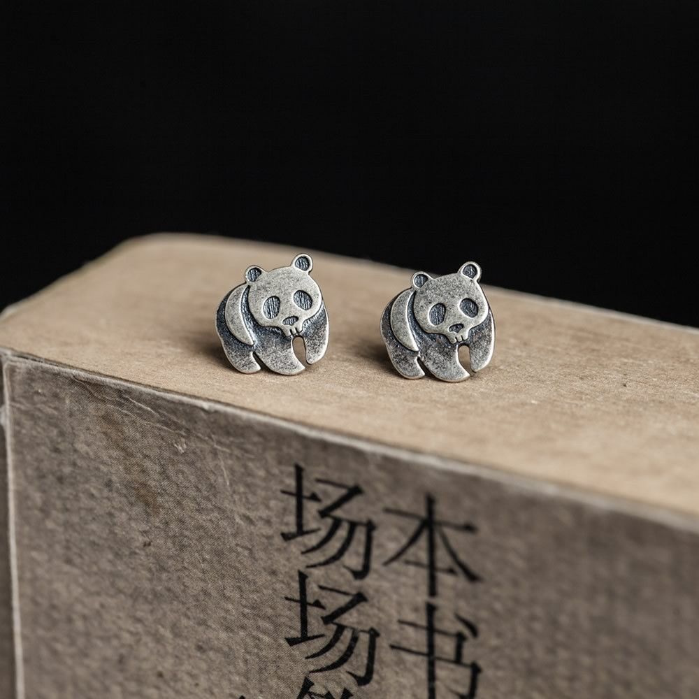 Diamond Earrings x Jewelry Panda Matchless Earrings One Pairs Chrome Jewelry in Silver, Men's