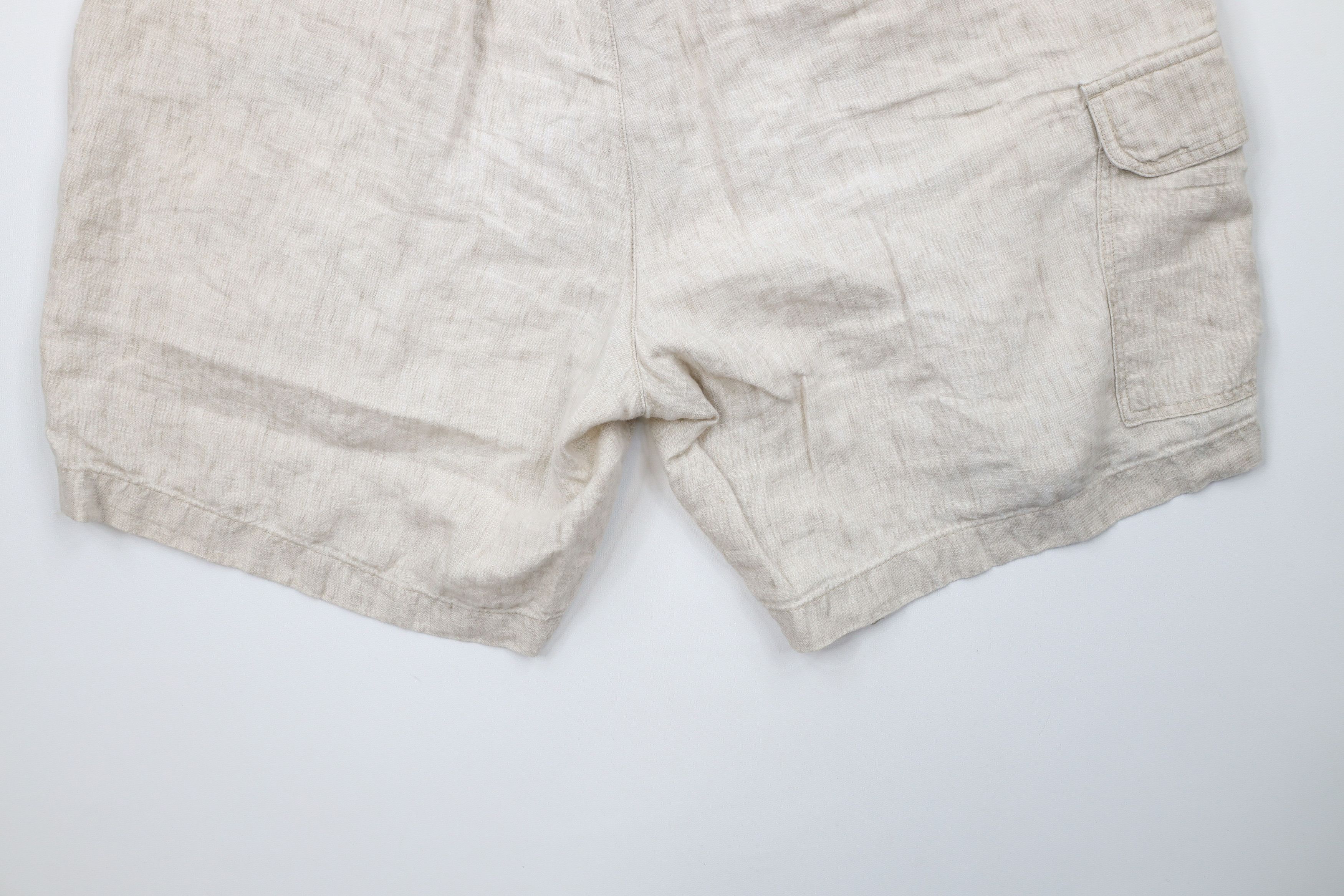 Vintage Vintage 90s Streetwear Linen Harem Beach Cargo Shorts Beige Size US 36 / EU 52 - 12 Thumbnail