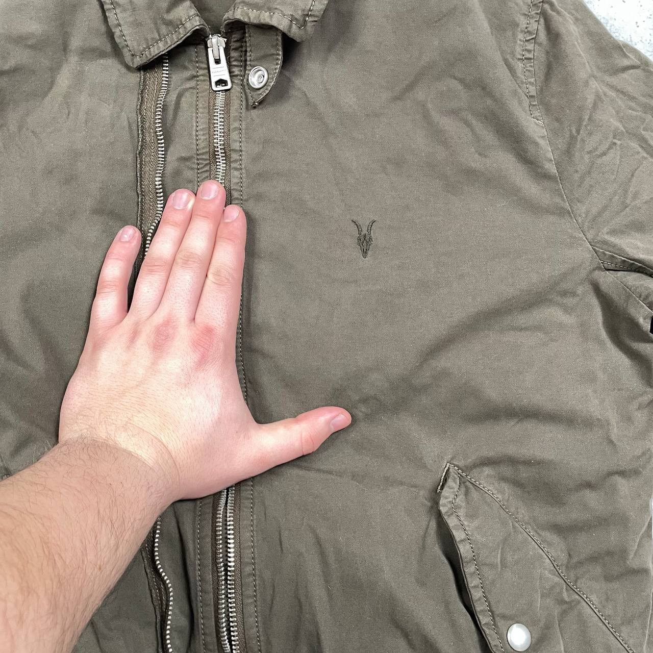 Allsaints Allsaints Nicks Double Zip Bomber Jacket Khaki Size XS Size US XS / EU 42 / 0 - 11 Thumbnail